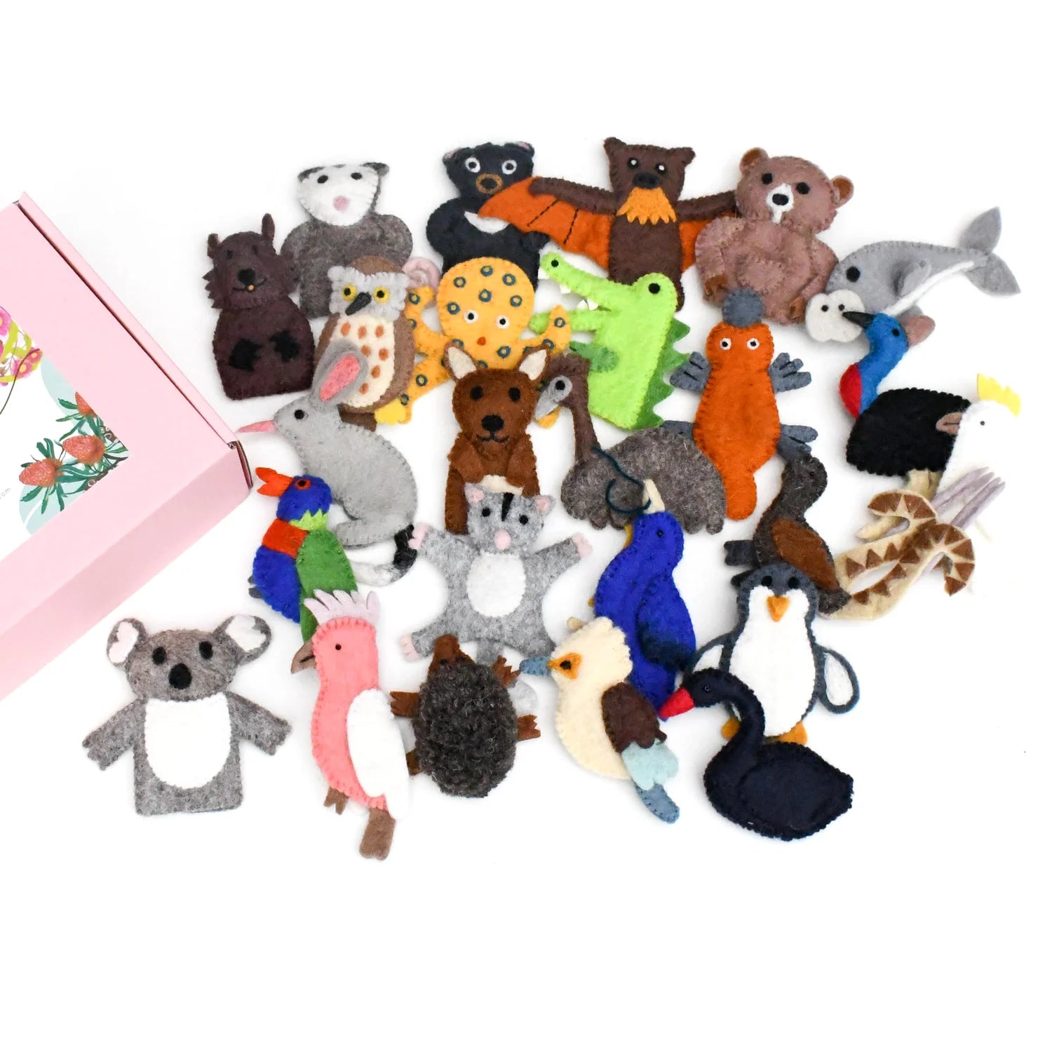 Bulk Felt Finger Puppet Set - 25 Piece Australian Animal Collection for Kids | Perfect for Storytelling, Classroom Activities & Pretend Play