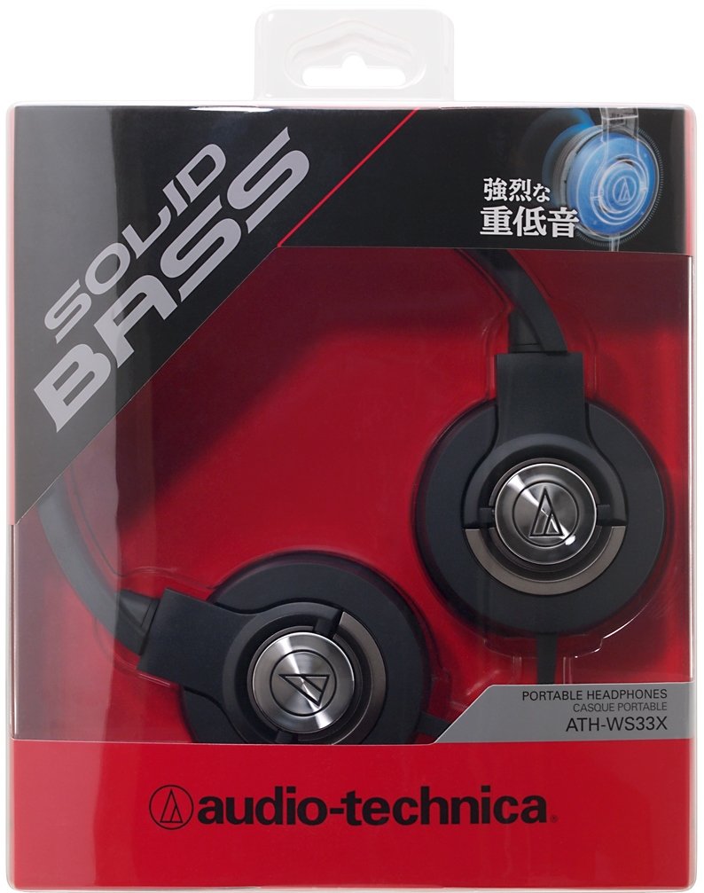 Audio-Technica ATH-WS33X BK Solid Bass Portable Headphones - High-Quality Sound for Music, Gaming & Travel | Japan Import | Perfect for Commuting, Workouts & Studio Use