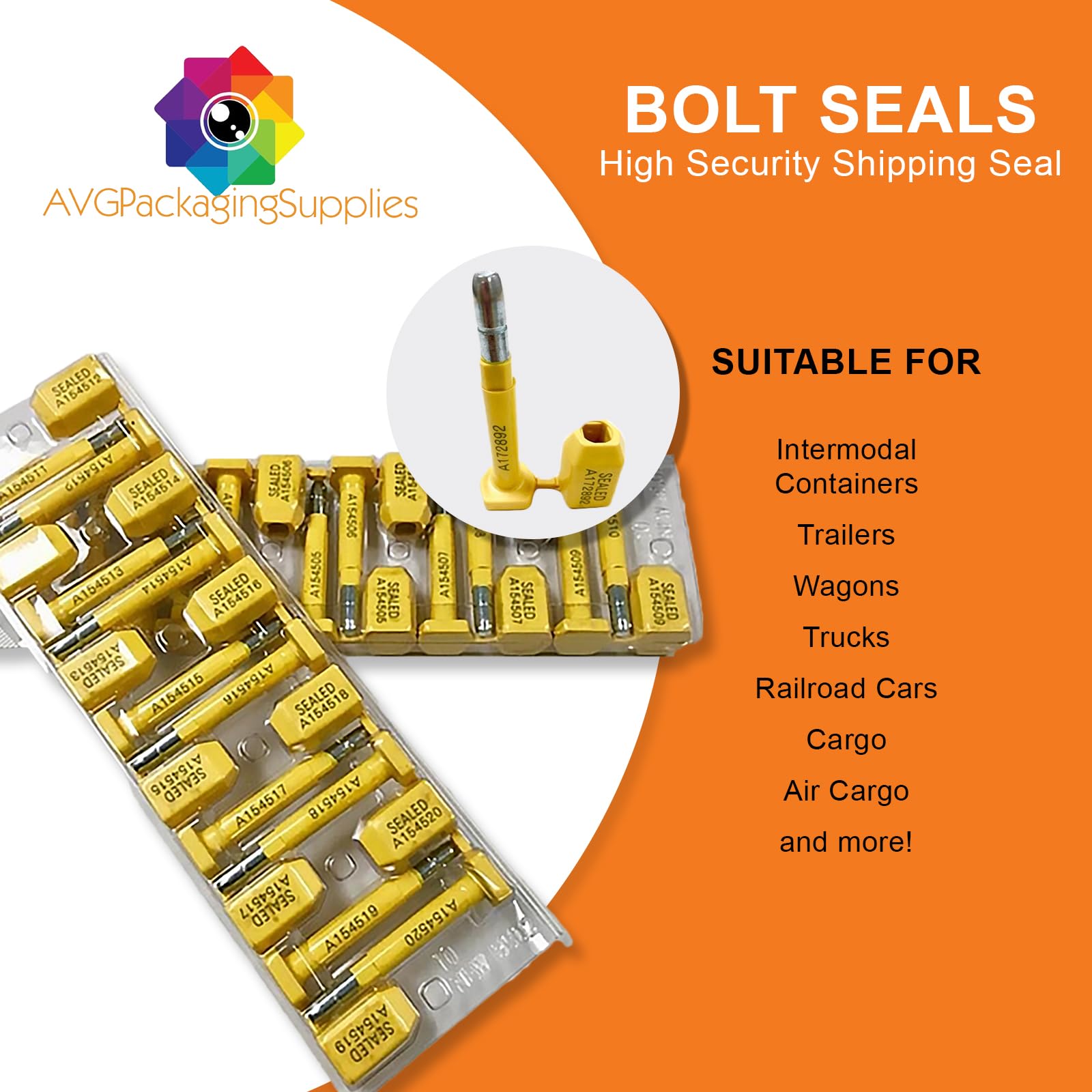 High Security Bolt Seals (50 Pack) - Tamper Proof Shipping Seals with Progressive Numbering for Trucks, Trailers & Cargo Containers - ISO & C-TPAT Certified - Ideal for Logistics, Transportation & Supply Chain Security