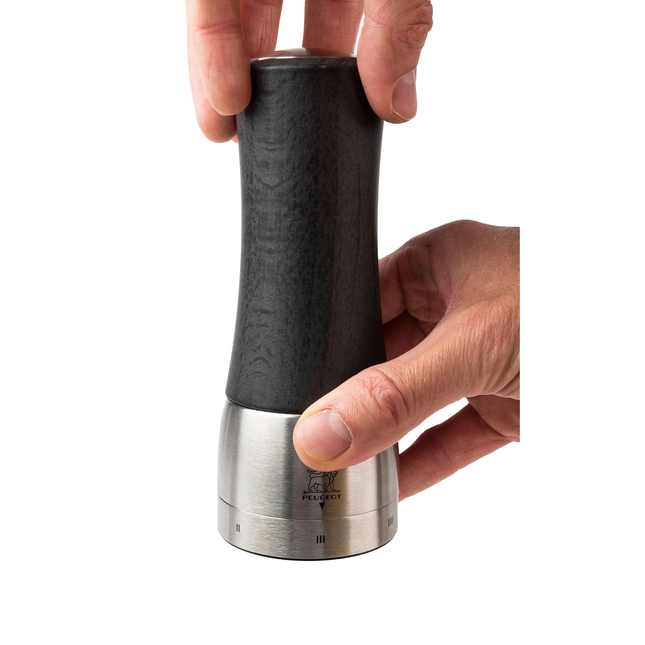 Peugeot Madras u'Select Adjustable Manual Salt Grinder - Stainless Steel & Beechwood Finish - Premium Chocolate Brown - Perfect for Kitchen, Dining Table & Gourmet Cooking
