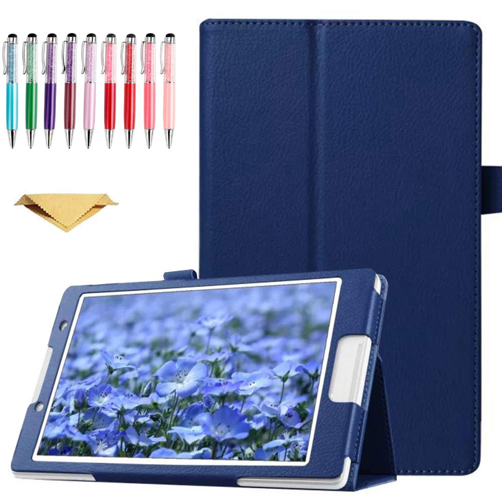 Premium Slim PU Leather Folio Case for Sony Xperia Z4 Tablet 10.1 Inch - 2-Folding Stand Cover with Auto Sleep/Wake Feature (Blue) - Perfect for Work, Travel & Home Entertainment