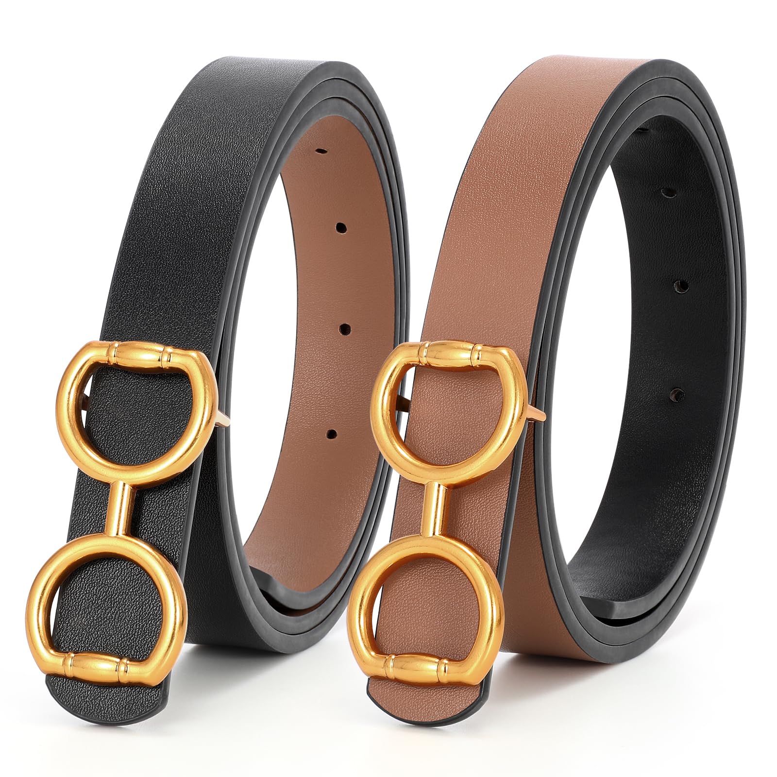 Reversible Genuine Leather Belt for Women - Stylish Adjustable Waist Belt for Jeans, Pants & Dresses (0.9