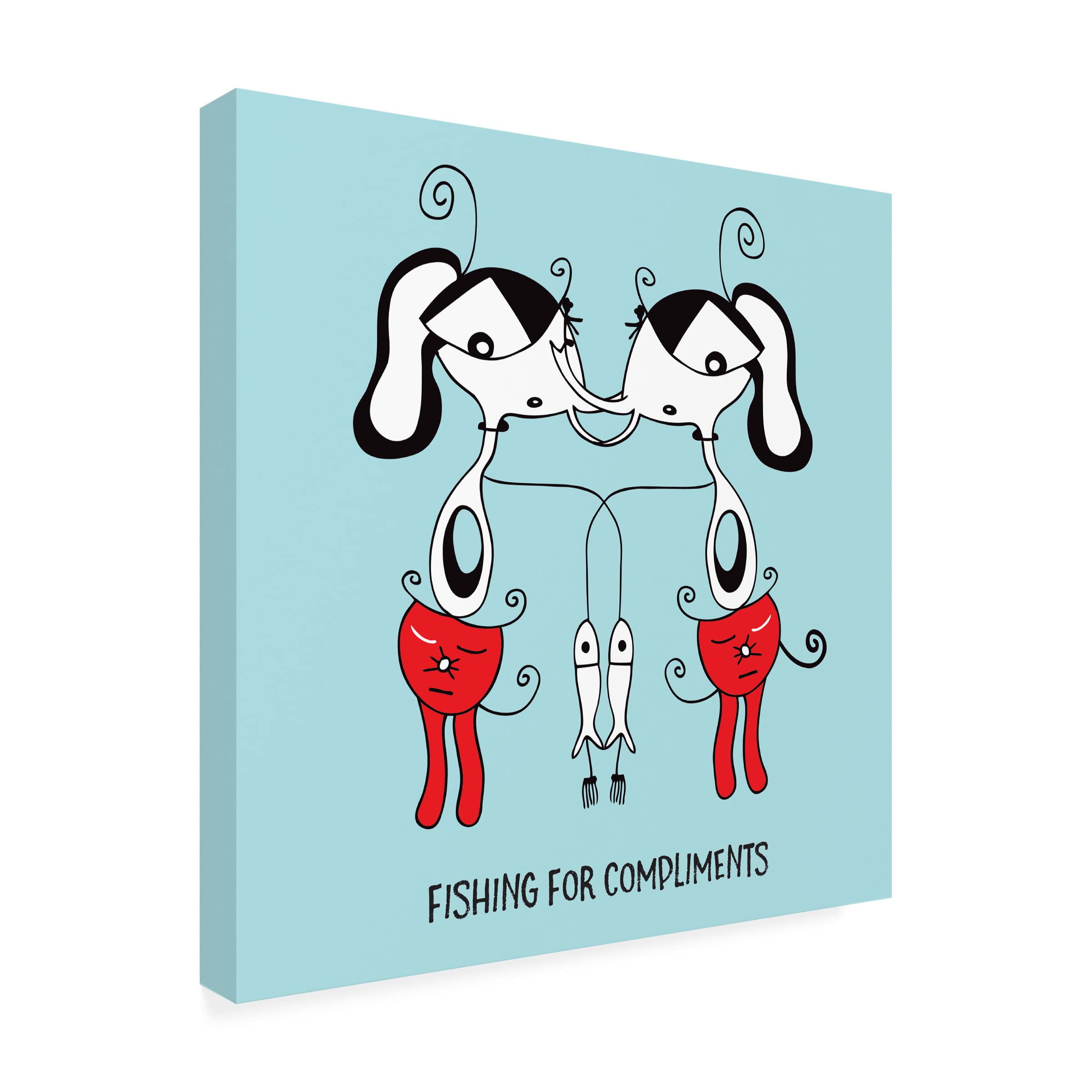 Trademark Fine Art 'Fishing For Compliments' Canvas Wall Art by Oodlies - Perfect for Living Room, Bedroom & Office Decor