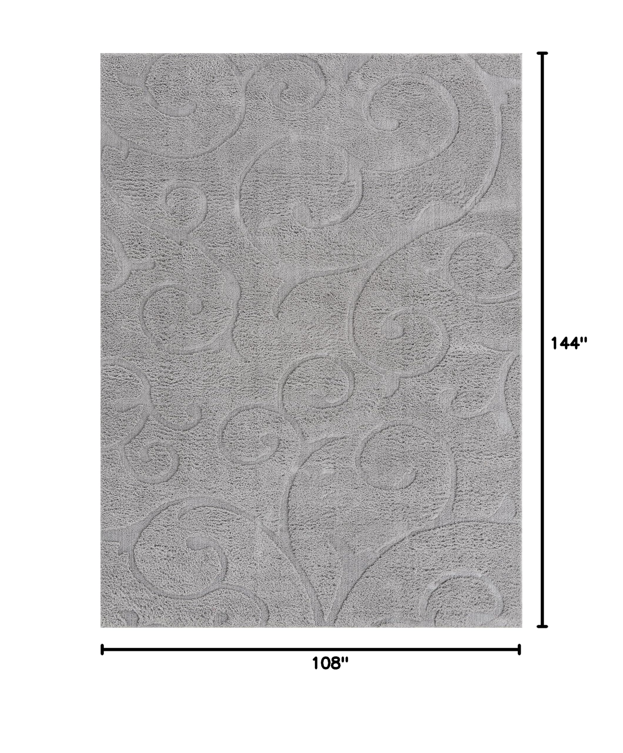 Botanical Shag Collection Rug – 9' x 12' Gray Shaggy Area Rug | Soft Plush Floor Carpet for Living Room, Bedroom & Nursery | Eco-Friendly Home Decor for Cozy Spaces & Modern Interiors