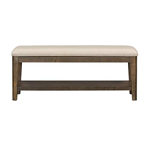 Liberty Furniture Artisan Prairie Dark Brown Upholstered Bench (RTA) - Ready-to-Assemble Entryway Seating for Hallway, Bedroom, or Living Room