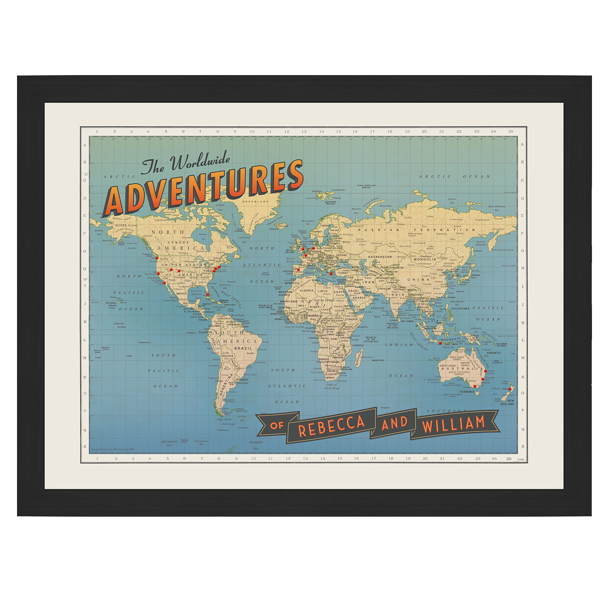 Personalized Push Pin World Map for Travel Enthusiasts - Custom Travel Map with Pins, Perfect Retirement Gift for Adventurers | Track Your Worldwide Adventures & Memorable Trips