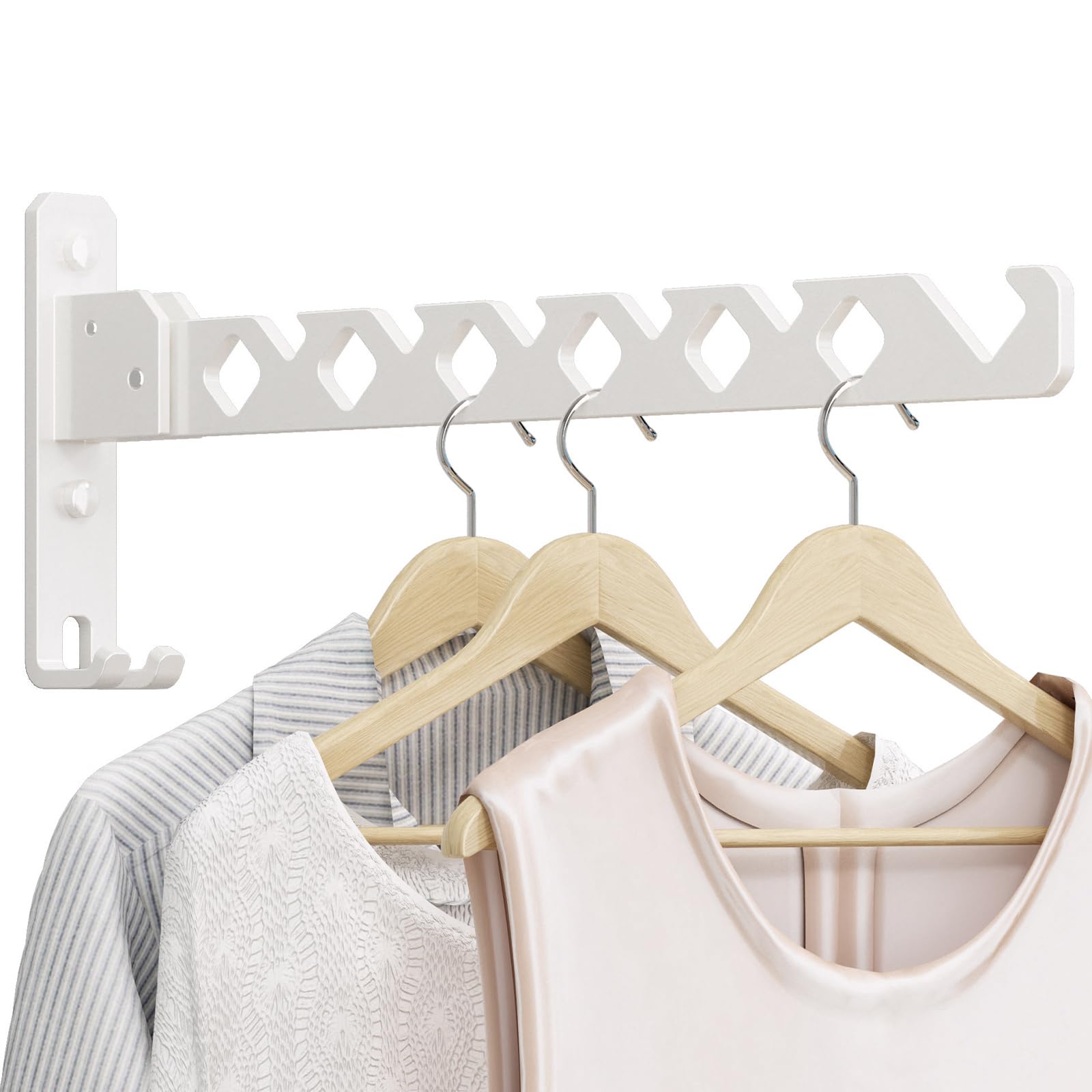 Foldable Wall Mounted Clothes Drying Rack - Space Saving Laundry Hanger for Small Rooms, Bathroom & Closet - White Indoor Clothes Rack for Efficient Drying - Perfect for Apartments, Dorms and Tiny Homes