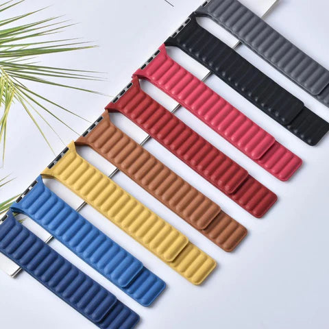 Two-Tone Leather Link Band for Apple Watch - Stylish & Durable Replacement Strap for Work, Gym & Everyday Wear