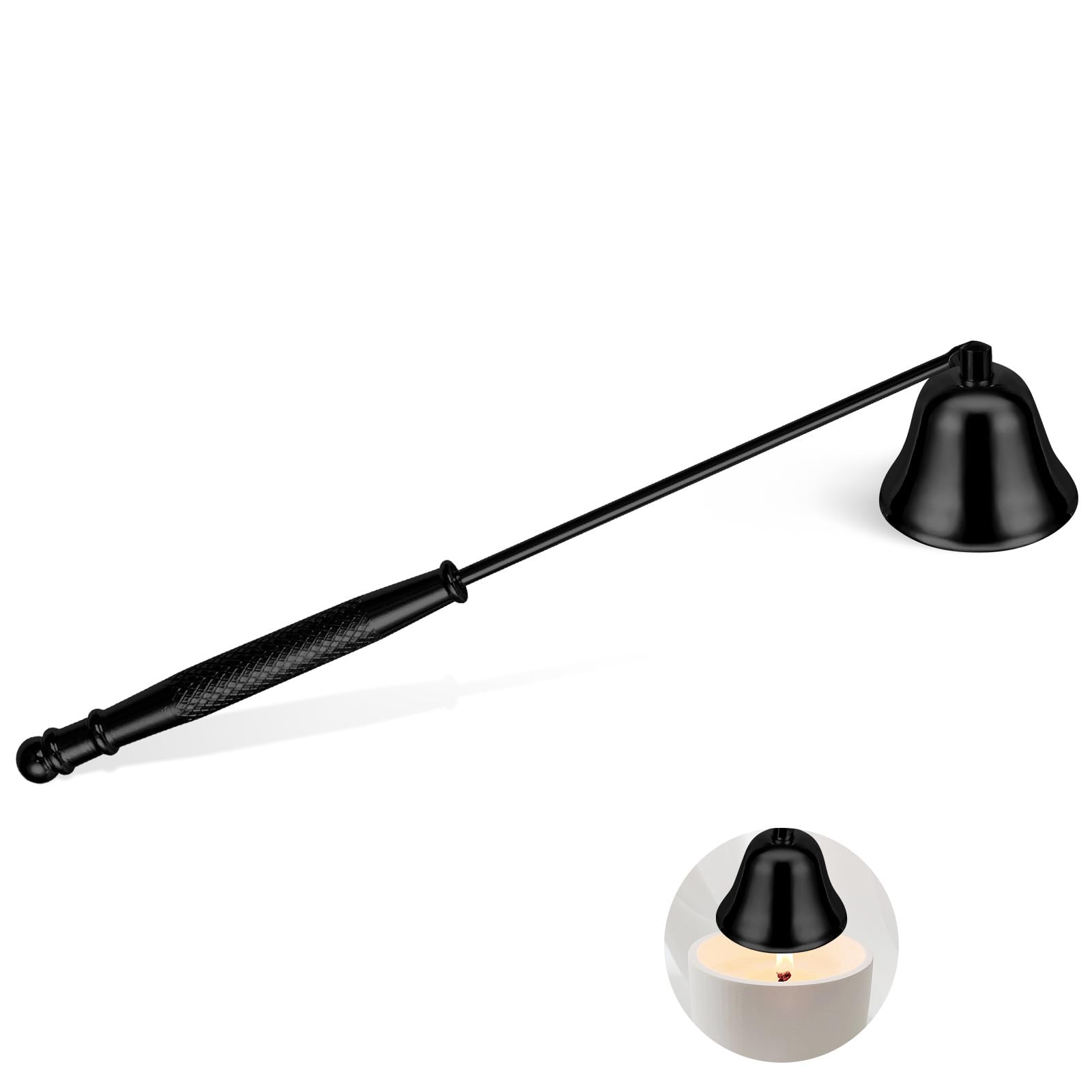 Long Handle Metal Candle Snuffer - Black Wick Extinguisher for Scented & Aromatherapy Candles - Perfect for Home & Spa Use