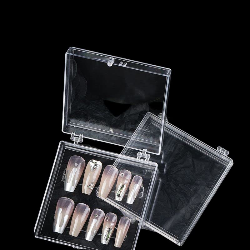 4pcs Press On Nail Storage Box - Empty False Nail Organizer with 10 Compartments for Nail Artists | Perfect for Salon, Travel & Home Nail Care Organization