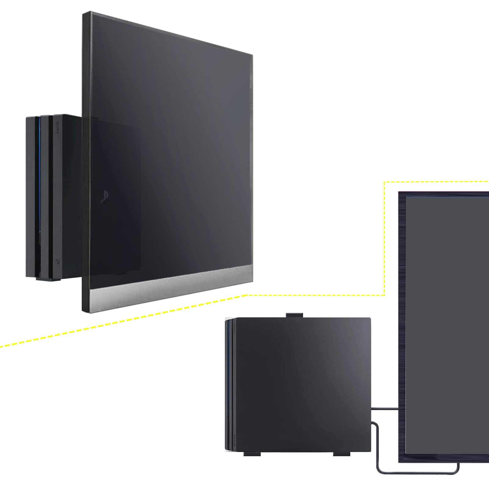 Carbon Fiber Wall Mount Holder for PS4 Slim Console - Secure TV Mount with Screws - Perfect for Gaming Setup & Space-Saving Home Entertainment