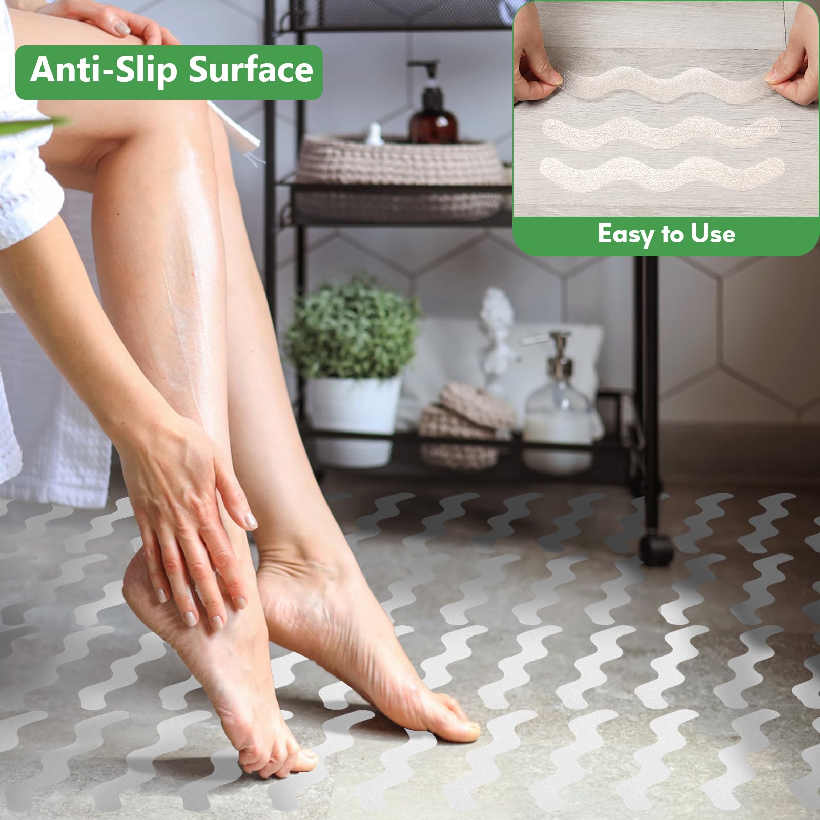 36 PCS Non-Slip Bathtub Stickers - Anti-Slip Shower Floor Decals with Scraper Tool for Bath Tub, Shower, Stairs & Ladders | Prevent Falls in Wet Areas, Perfect for Kids & Elderly Safety