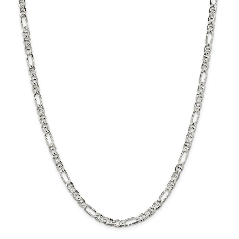 Sterling Silver 4.5mm Figaro Anchor Chain Necklace - Durable 925 Silver Jewelry for Women, Adjustable 16