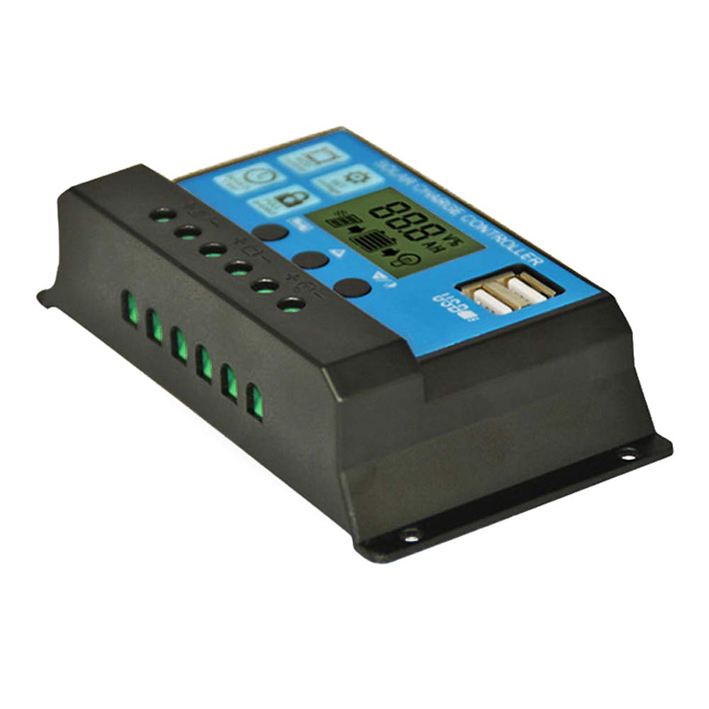 Tooarts 12V/24V Auto Solar Charge Controller with Dual USB Ports - Universal Solar Panel Regulator for DIY Solar Power Systems, RV, Boat, Off-Grid Applications