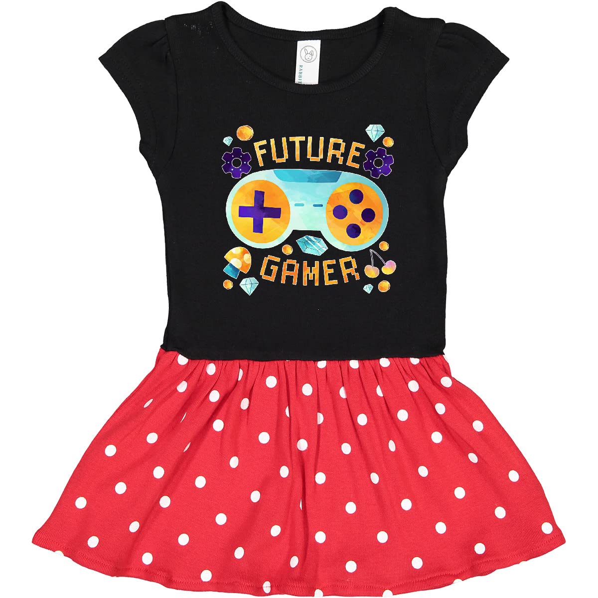 Inktastic Future Gamer Video Game Design with Controller Toddler Dress - Cute Gaming Outfit for Baby Girls & Boys - Perfect for Birthday Parties, Cosplay & Family Photos