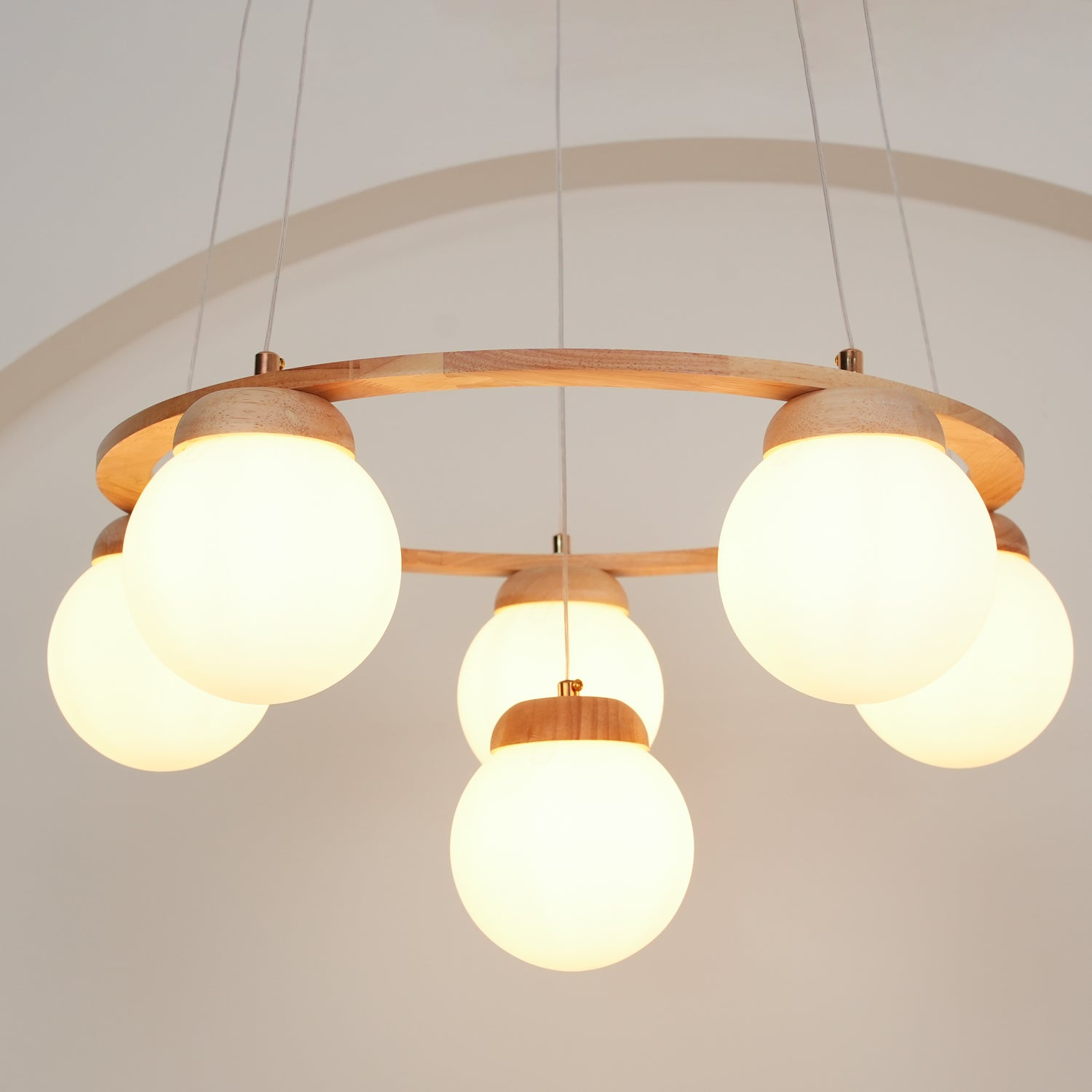 Elegant Miira Wooden Chandelier - Rustic Farmhouse Ceiling Light Fixture for Dining Room, Living Room & Bedroom Decor