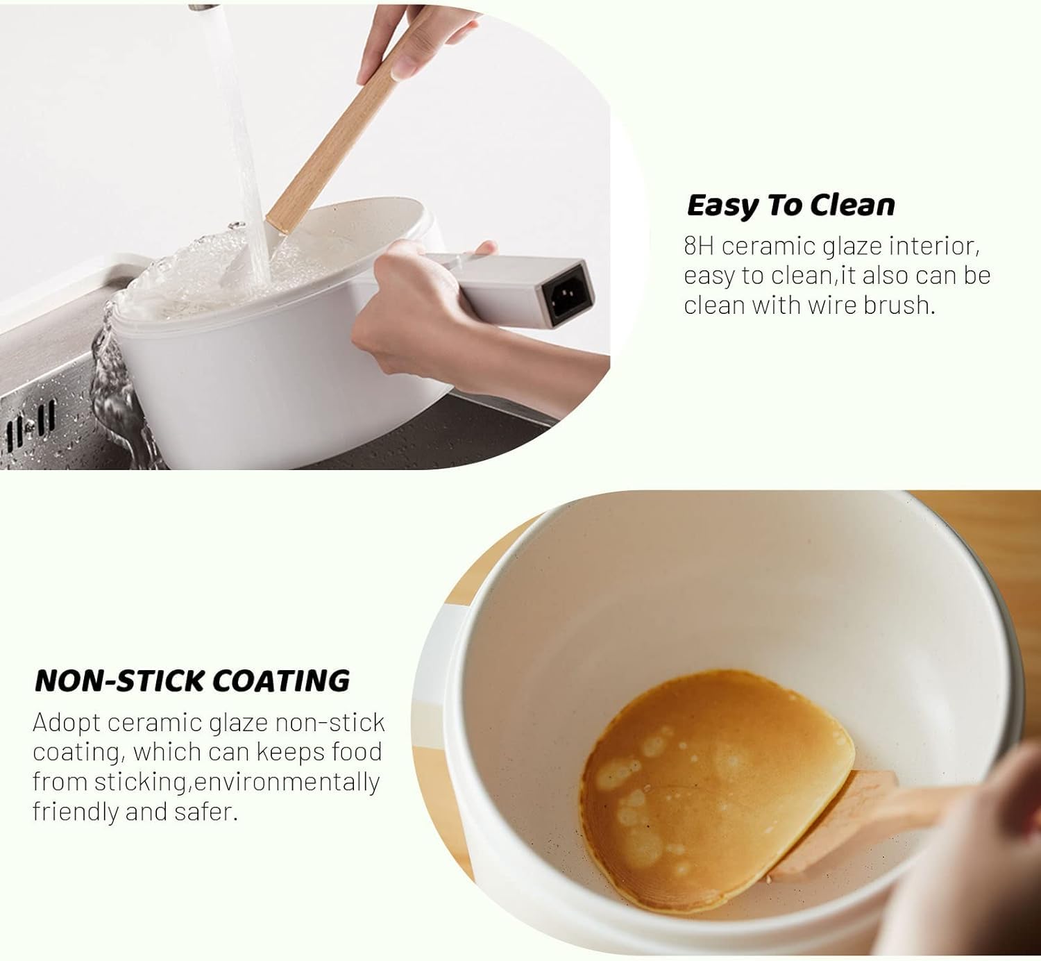 1.5L Mini Electric Hot Pot with Ceramic Non-Stick Coating - Portable Multi-Cooker for Steak, Eggs, Fried Rice, Ramen & Soup | 2 Power Settings | Perfect for Dorm Rooms, Small Kitchens & Office Lunches