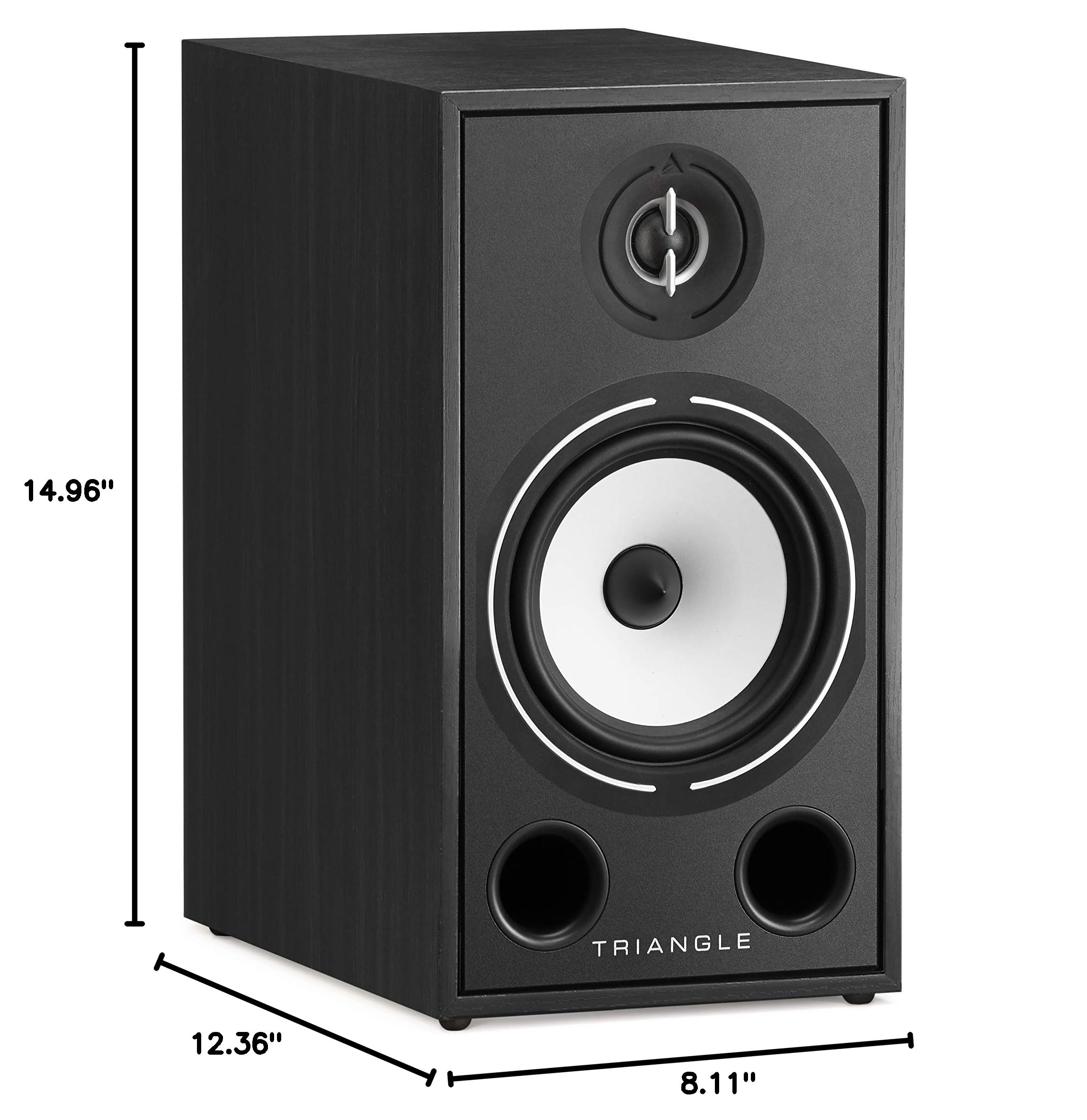 Borea BR03 Hi-Fi Bookshelf Speakers - Premium Triangle Audio Bookshelf Speakers for Home Theater & Music (Black Ash, Pair) - Perfect for Living Room, Studio & Audiophile Setup