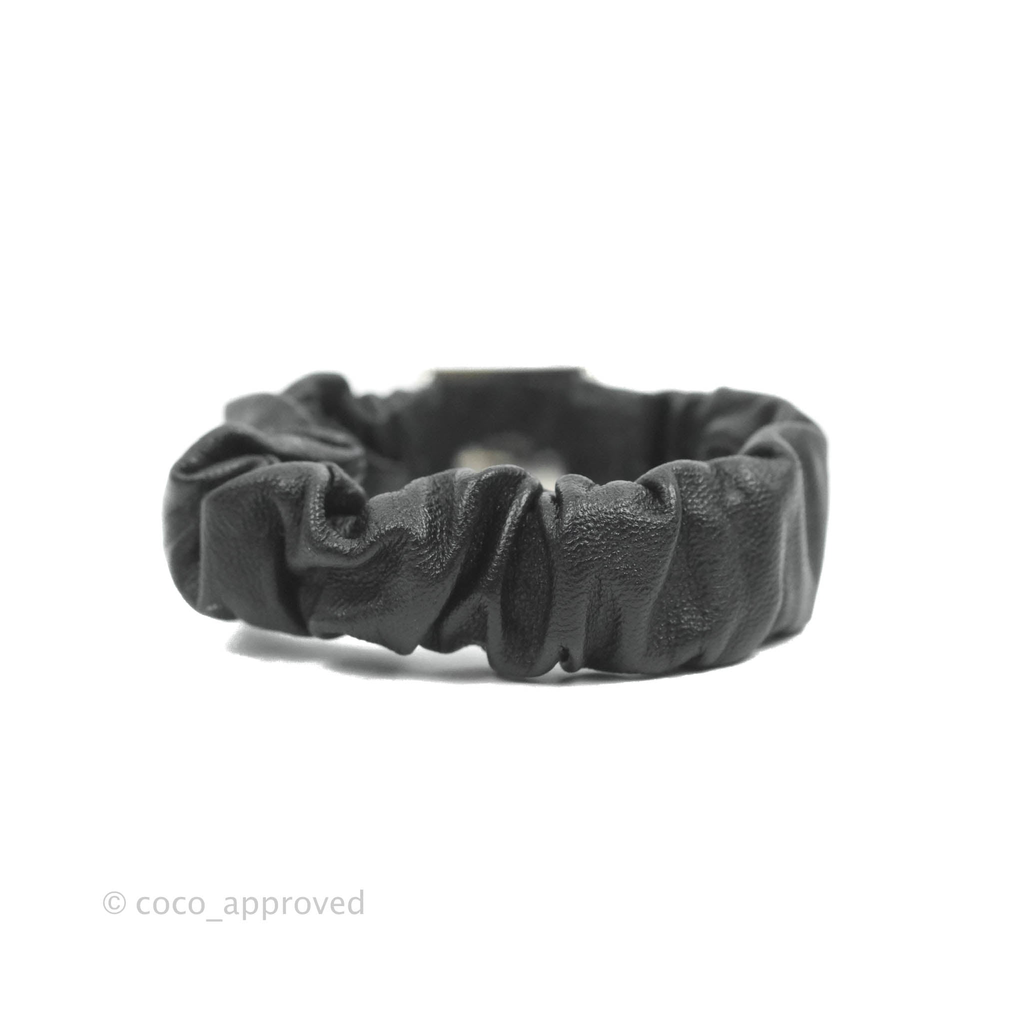 Chanel CC Black Leather Hair Clip with Silver Hardware | Elegant Hair Accessory for Women | Perfect for Parties, Weddings & Everyday Wear