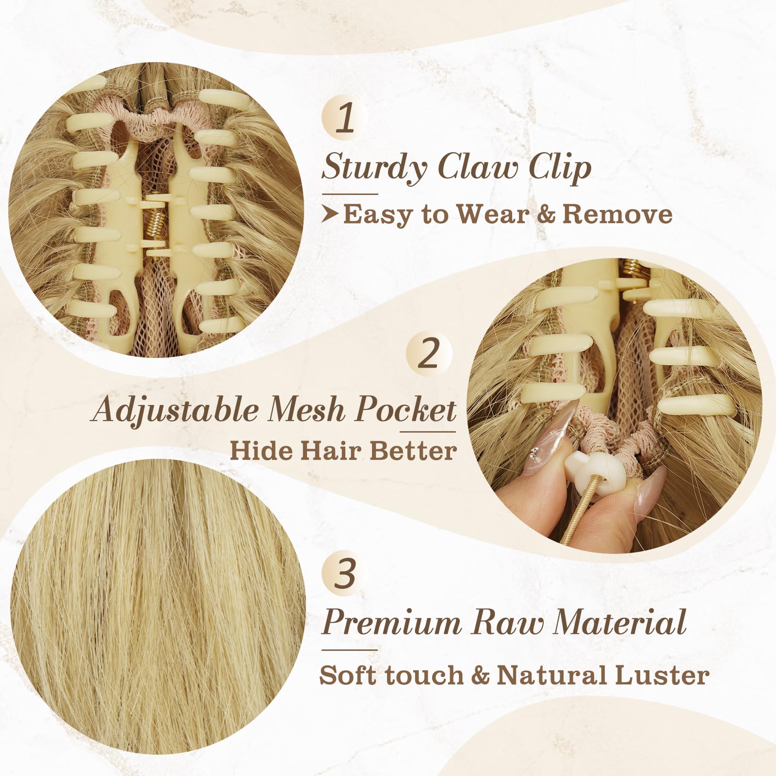 8 Inch Claw Clip Hair Bun Extension for Straight Hair - Perfect for Updos, Ponytails & Everyday Hairstyles
