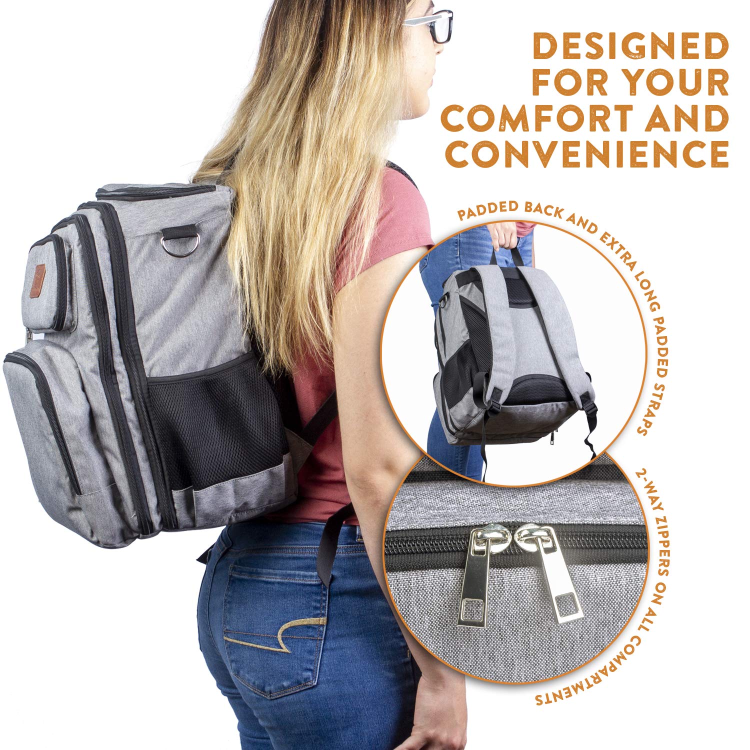 **Benny Bradley’s 3-in-1 Diaper Bag Backpack – Waterproof, Spill-Proof, Large Capacity Baby Bag with Stroller Straps – Perfect for Parents, Travel & On-the-Go – Universal Stroller Attachment & Built-In Cooler**