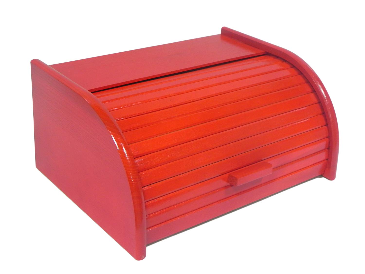 Wooden Bread Box with Roll Top or Drop Down Door - Kitchen Storage for Bread Loaves, Buns & Pastries (24 Styles, Red, Small) - Perfect for Countertop Organization & Rustic Kitchen Decor