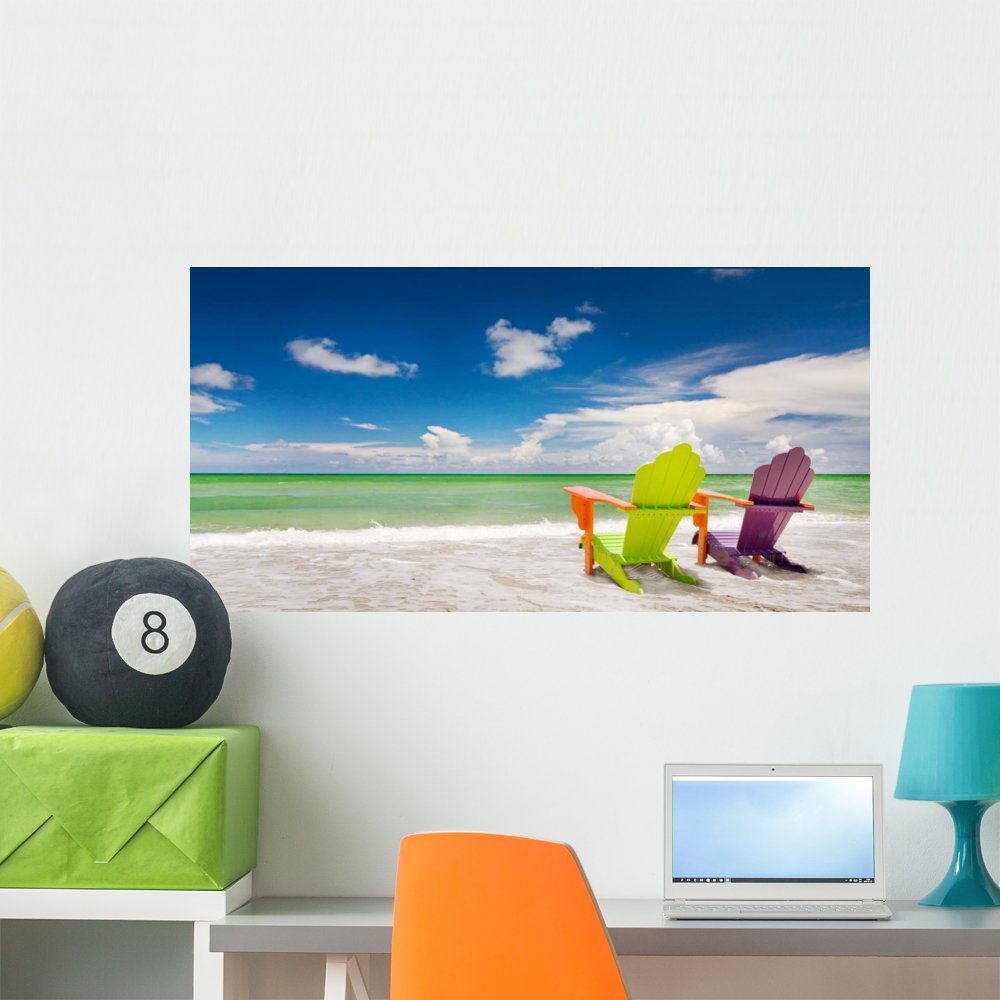 Colorful Chairs at Tropical Beach in Miami - Peel and Stick Wall Decals (36