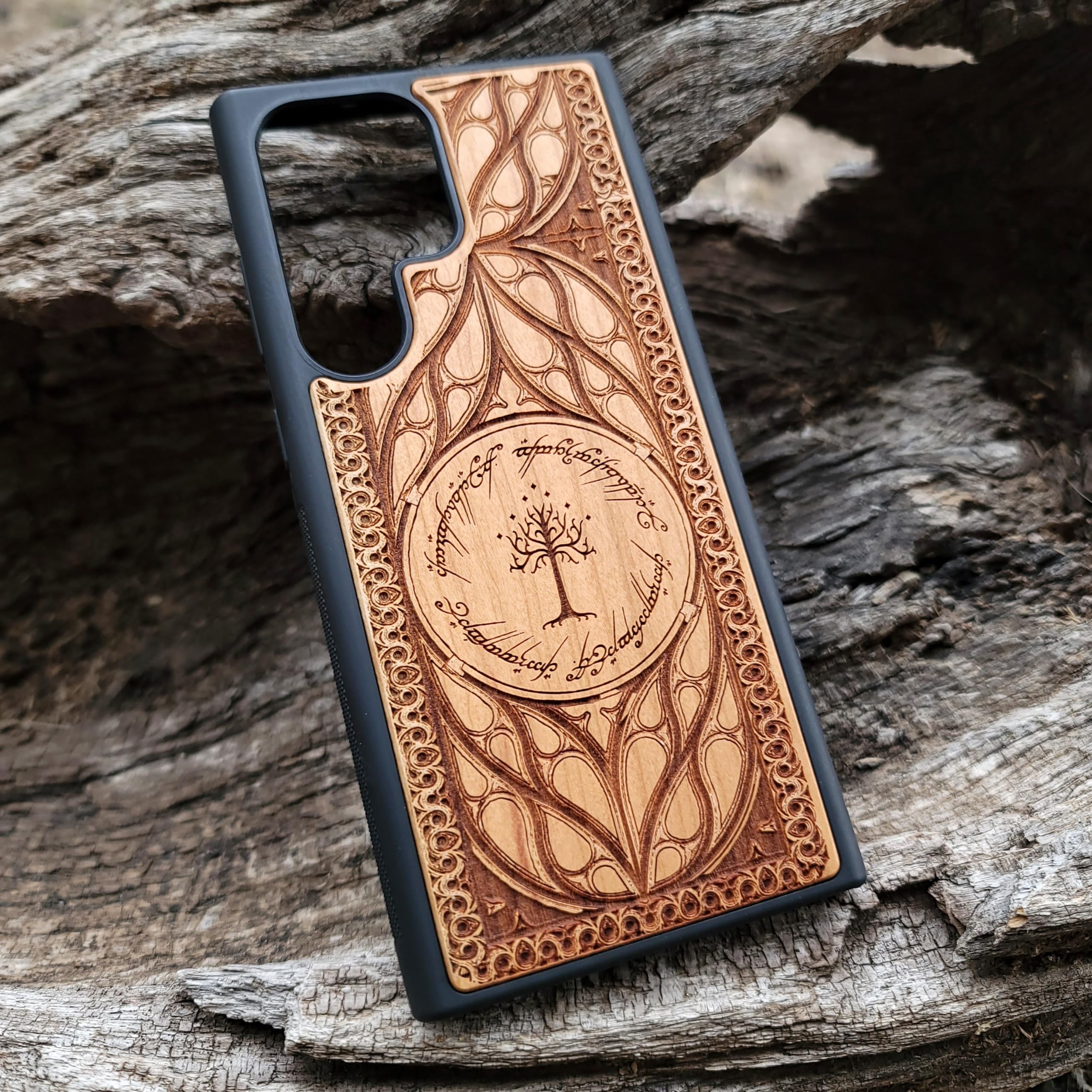 Premium Laser Engraved Wood Phone Case for iPhone 16/15/14/13/12/11 Pro Max/Mini & Galaxy S25/S24/S23/S22/S21/S20 Ultra Plus - Eco-Friendly Slim Durable Wooden Cover - Perfect for Nature Lovers & Outdoor Enthusiasts