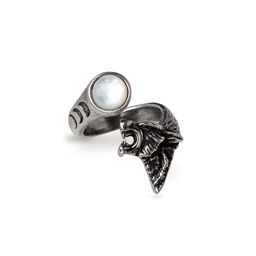 Howling Wolf and Moon Ring - Sterling Silver Wolf Jewelry for Men & Women - Unique Native American Inspired Ring - Perfect for Gifts, Boho Fashion, and Nature Lovers