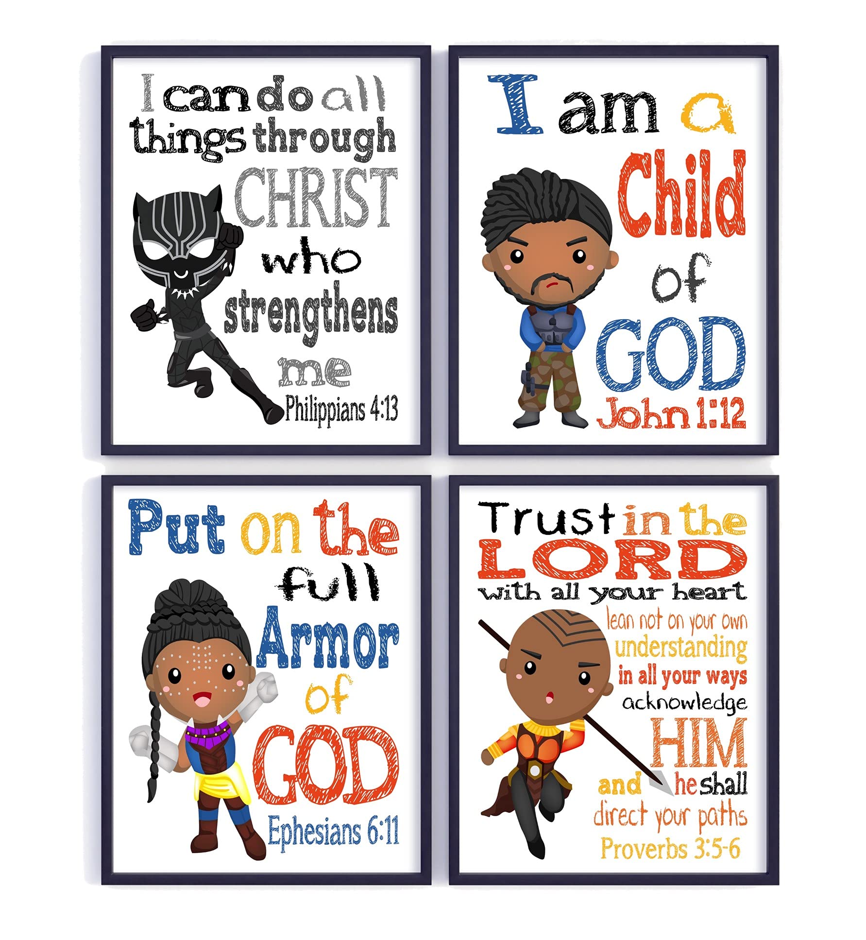Superhero Nursery Decor Set - Black Panther, Okoye, Shuri & Killmonger for Baby Room