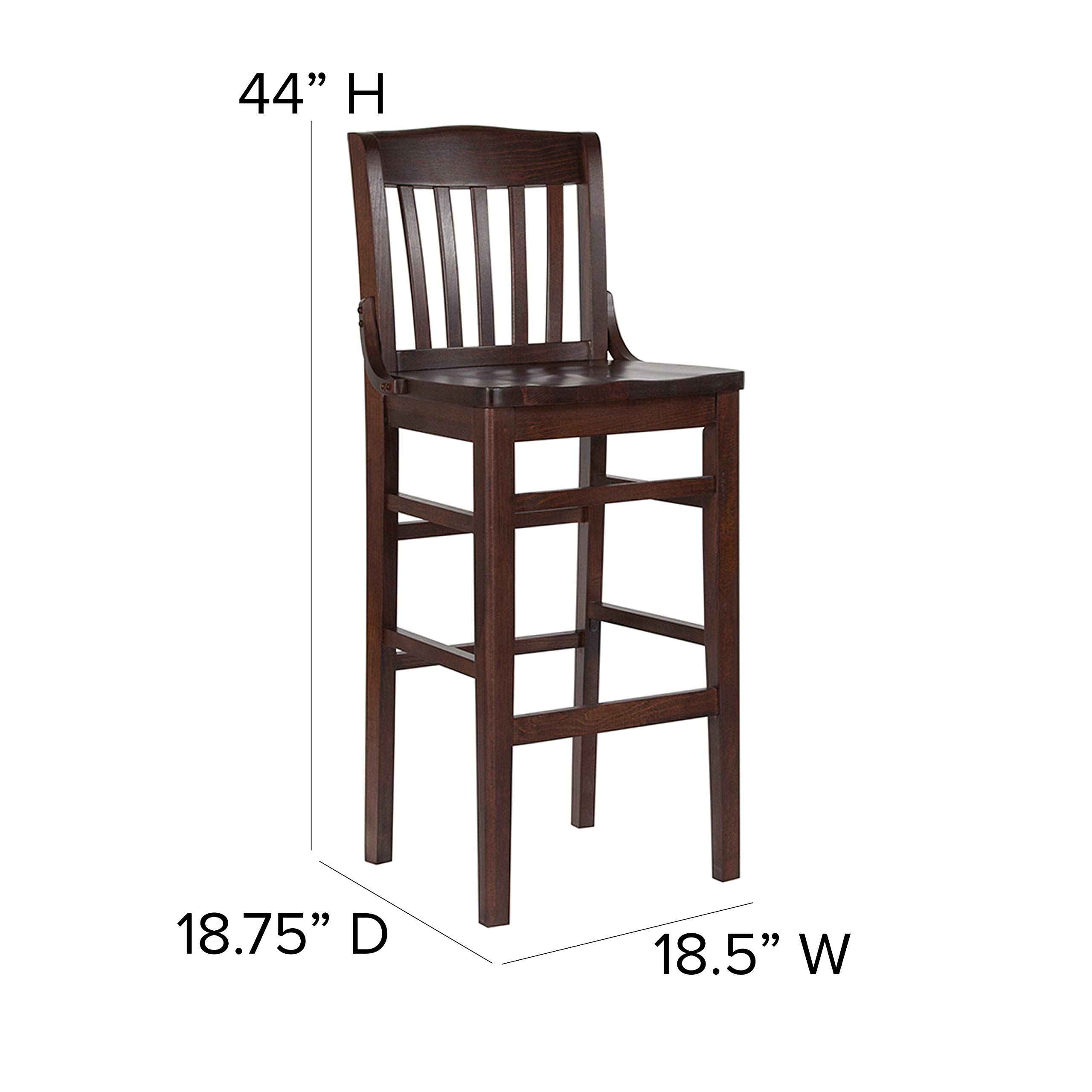 Emma & Oliver School House Back Walnut Wood Barstool - 24