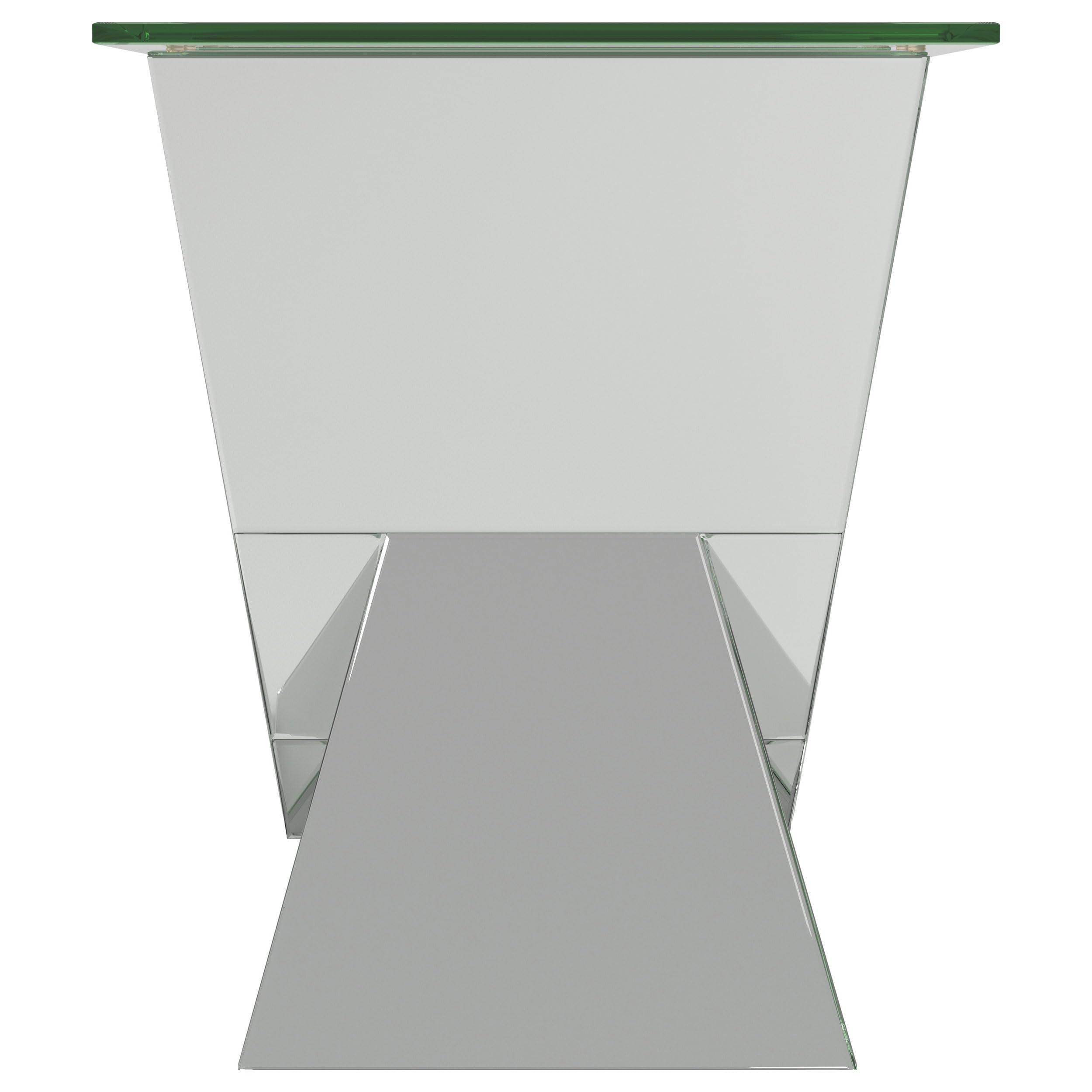 Coaster Home Furnishings Caldwell V-Shaped Glass Top End Table - Silver & Clear (723447) | Modern Side Table for Living Room, Bedroom & Office Decor