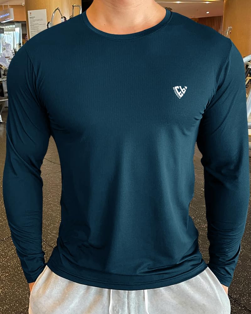 EYEBOGLER Men's Round Neck Full Sleeve Active T-Shirt - Regular Fit Casual & Workout Tee for Gym, Running, and Everyday Wear