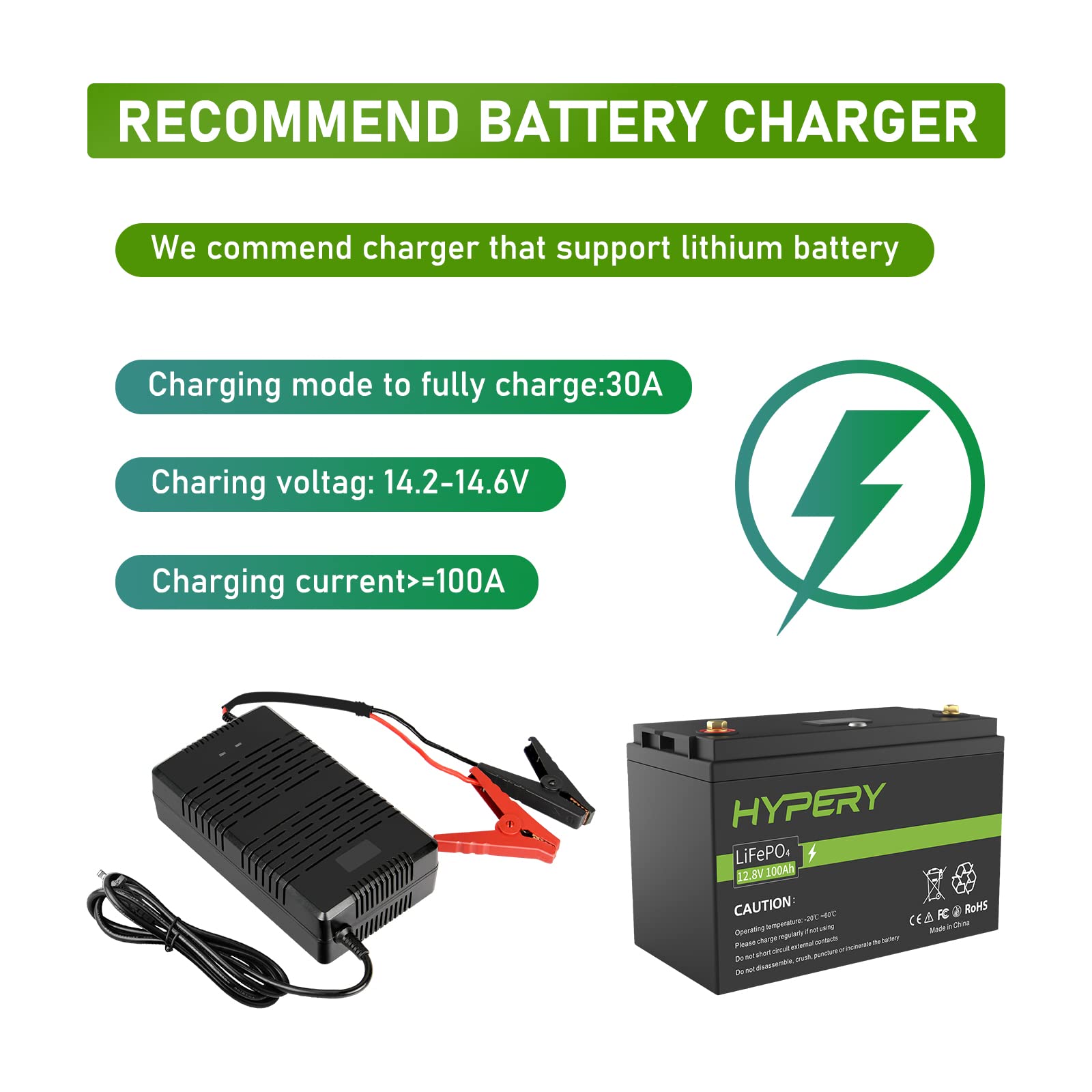 14.6V 30A Smart AC/DC Battery Charger - 12V Trickle Charger for LiFePO4 Batteries with Fast Charging | Perfect for RVs, Boats, Solar Systems & Off-Grid Power Solutions