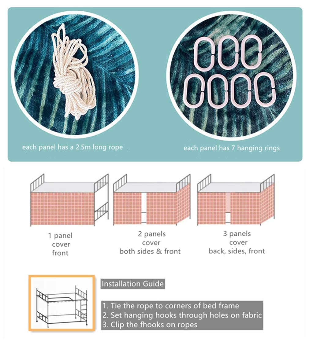 Bottom Bunk Bed Curtains for Privacy - Twin Size Underbed Curtains for Low Loft Beds (2 Panels, Moon Pattern) - Perfect for Dorms, Kids Rooms & Small Spaces