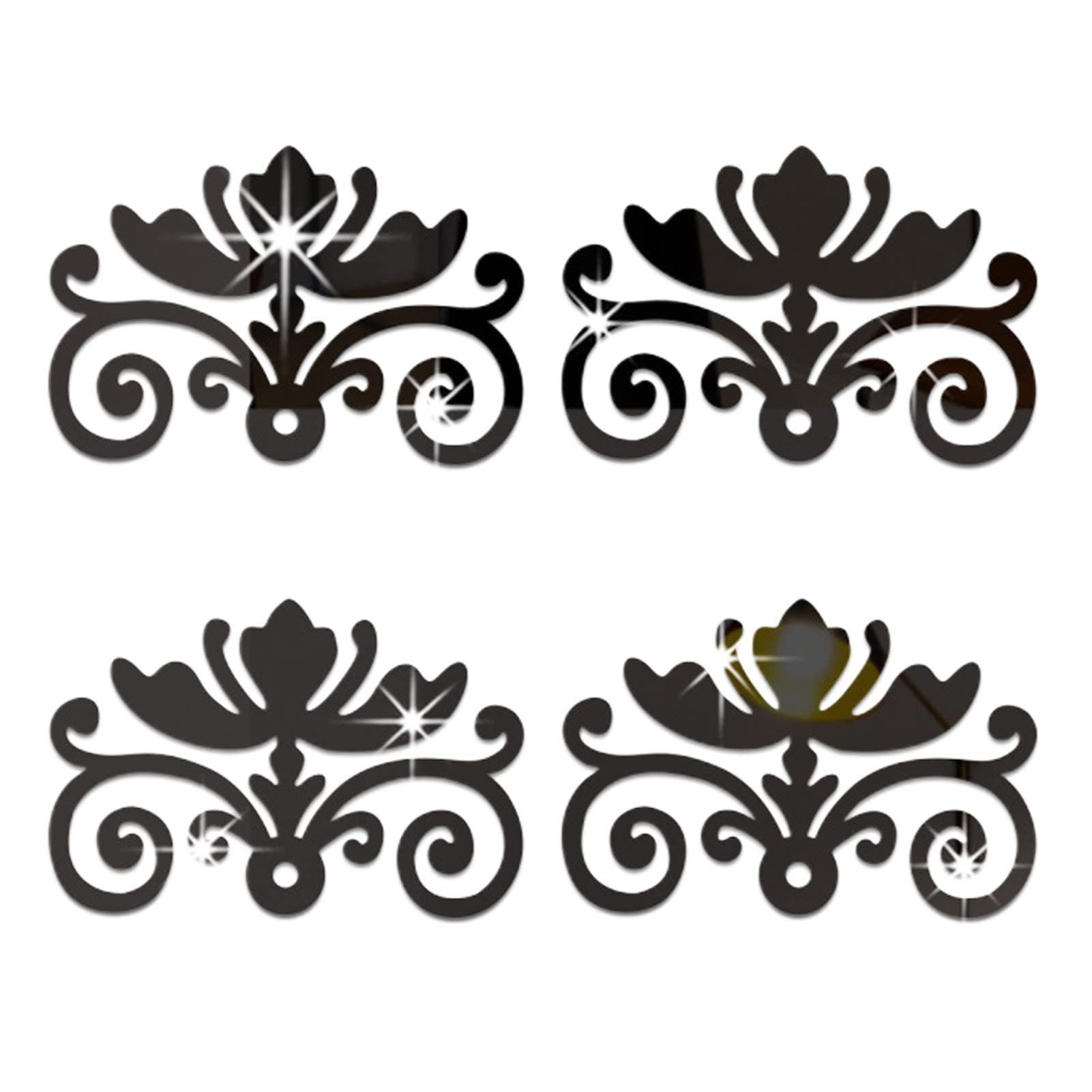 4Pcs Hollow Design Mirror Stickers - Self-Adhesive Plastic Furniture Corner Protectors & Mirror Edge Decals for Bedroom, Bathroom & Living Room Decor
