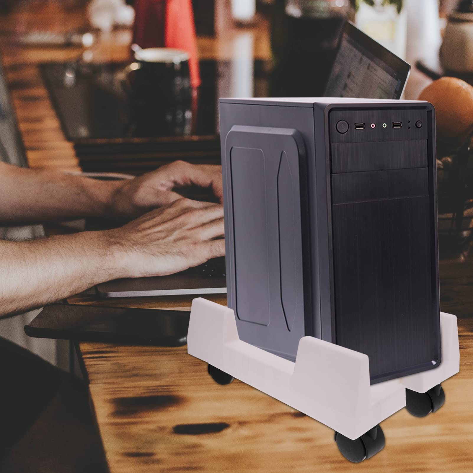 Heavy Duty Rolling CPU Stand with Wheels - Adjustable Computer Tower Rack for PC Case & Mainframe Storage - Ideal for Office, Gaming & Server Rooms