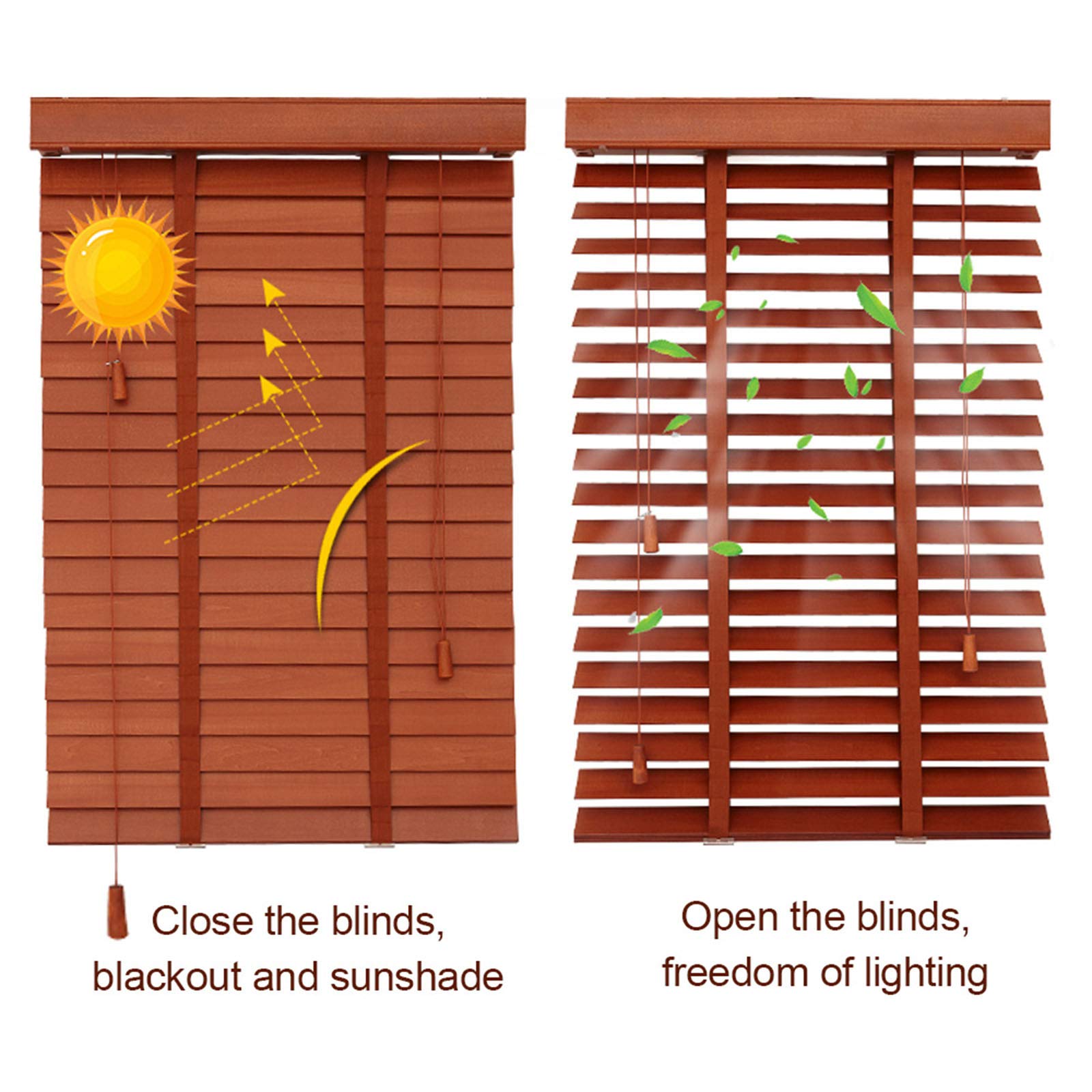 Premium Faux Wood Window Blinds - Dark Oak Semi-Blackout Shades for Home & Office (80x200cm/31.5x79in) with Easy Lift System - Perfect for Living Room, Bedroom, and Privacy Control