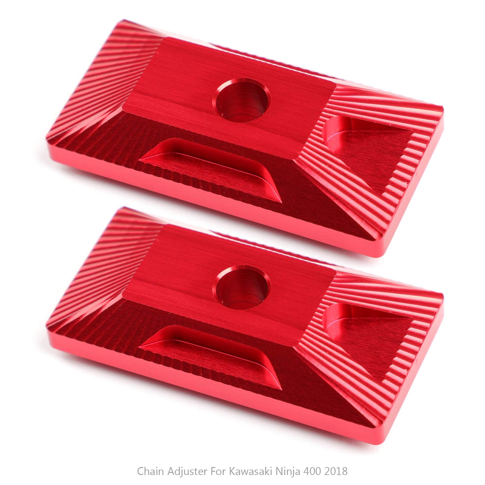 Artudatech CNC Aluminum Rear Axle Chain Adjuster for Kawasaki Ninja 400 (2018+) - Red - Motorcycle Performance Upgrade for Smooth Riding & Easy Maintenance