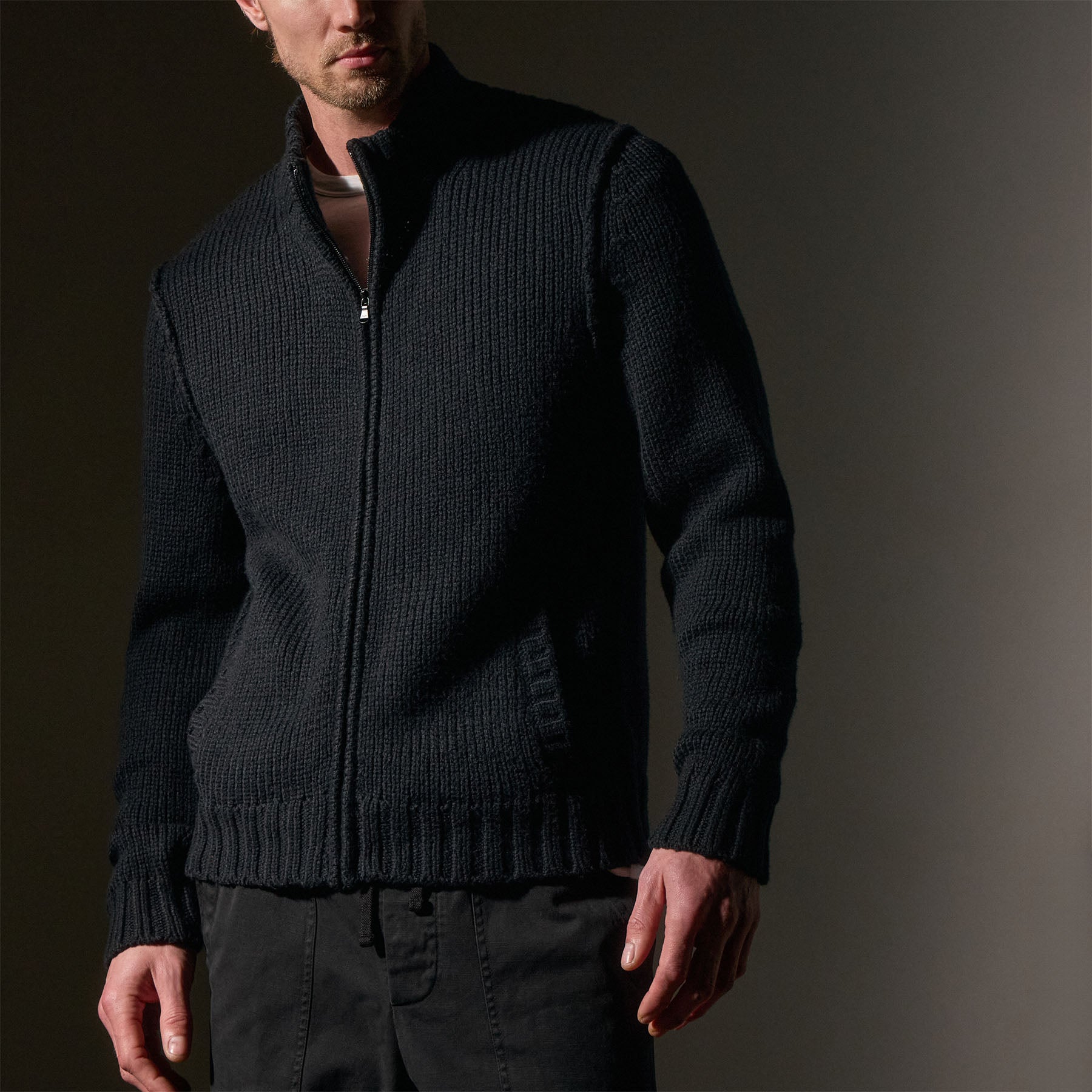 Soft Cotton Knit Zip Up Sweater for Women & Men - Black | Cozy Pullover Jacket for Fall & Winter | Casual Outfit Essential