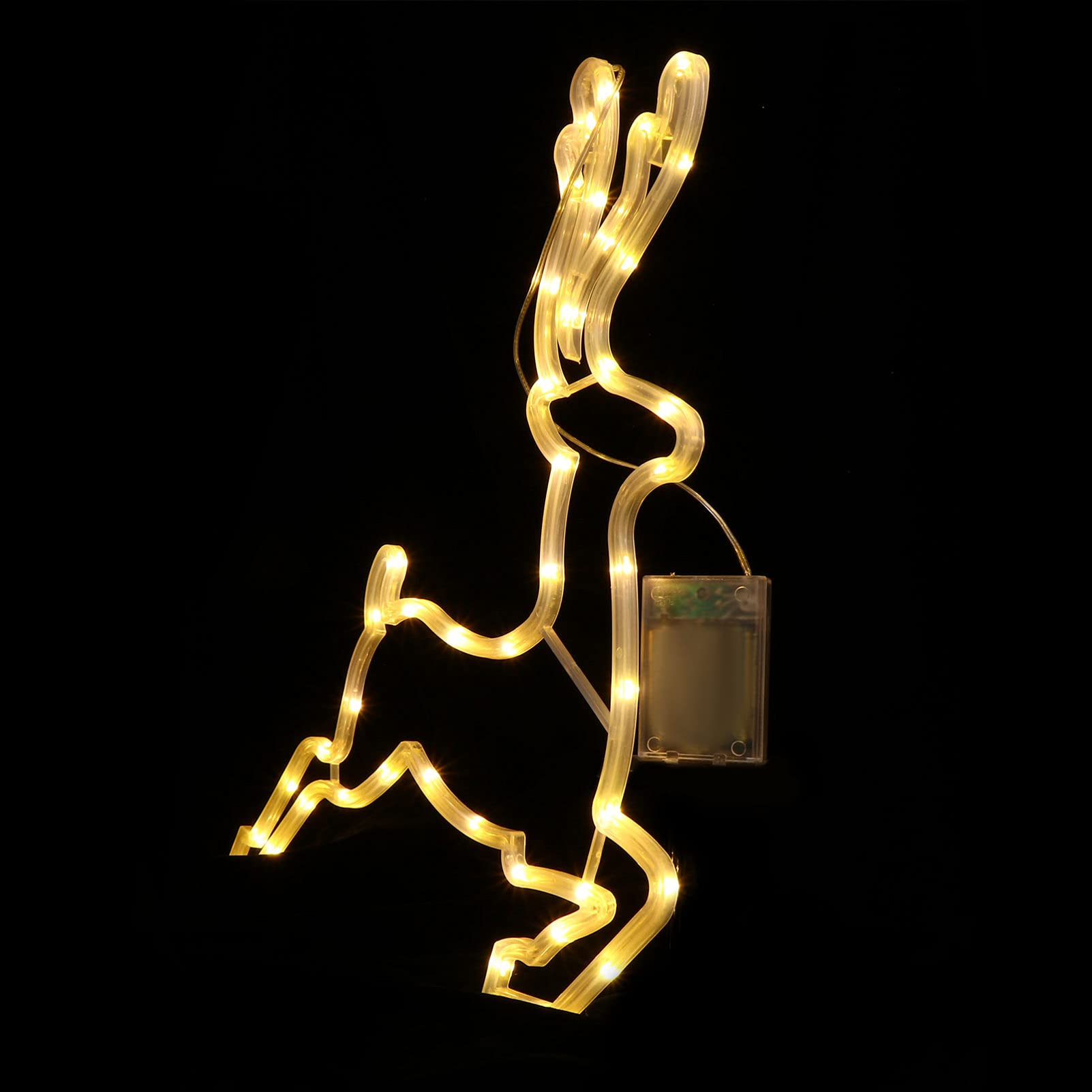 Uonlytech Battery Operated Christmas Reindeer Window Lights - LED Lighted Elk Silhouette Wall Decor for Xmas Tree, Bedroom & Outdoor Holiday Decoration | Perfect for Indoor Home Decor & Festive Outdoor Lighting