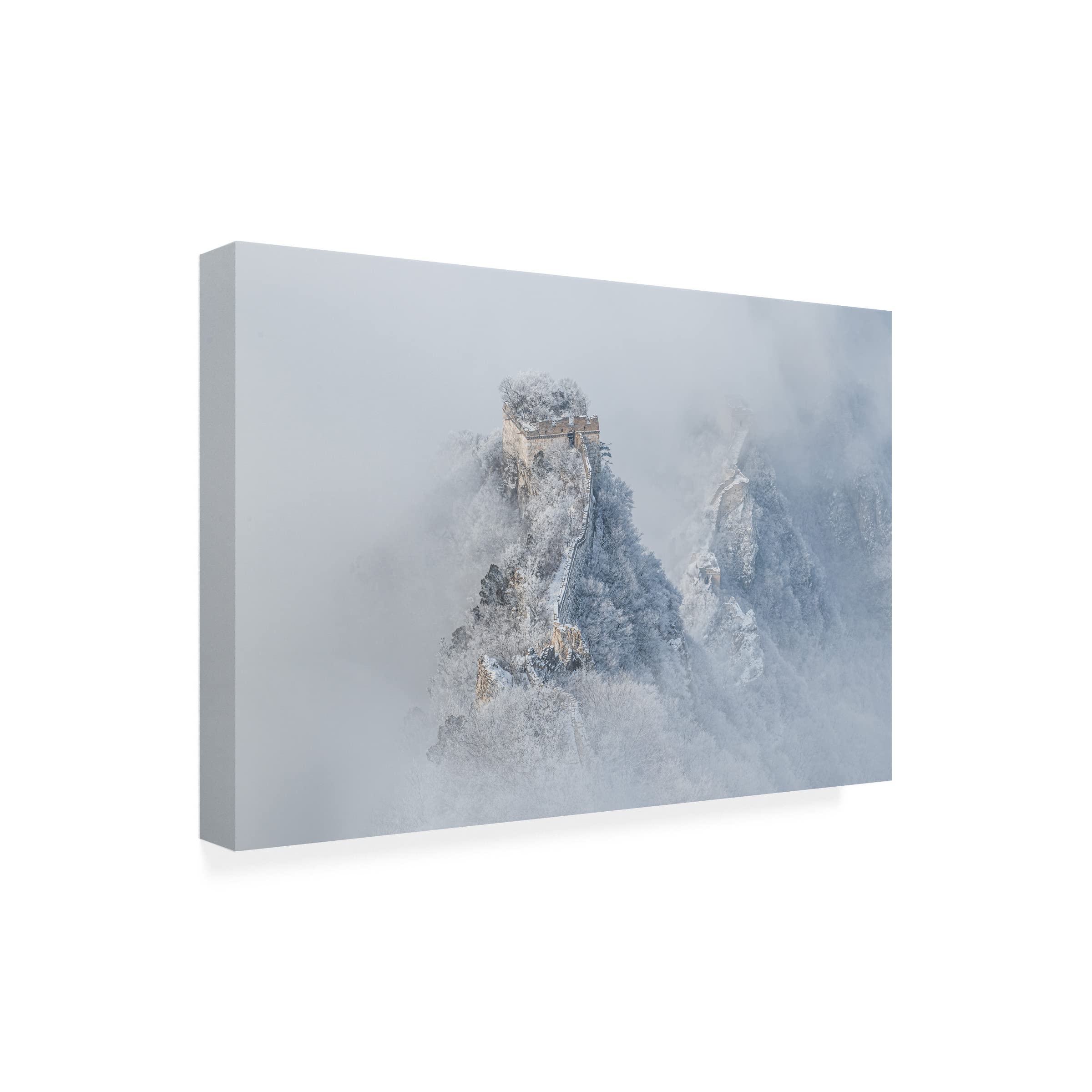 Trademark Fine Art 'Ice And Snow The Great Wall' Canvas Print by Simoon - Stunning Winter Landscape Wall Decor for Living Room, Office & Bedroom