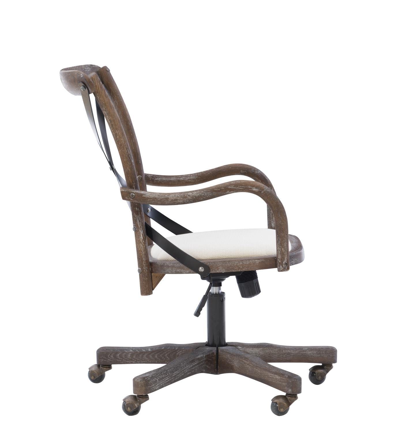 Linon Carson Cafe Office Chair - Ergonomic Gray Wash Fabric Desk Chair for Home & Office Use - Perfect for Work, Study, and Conference Rooms