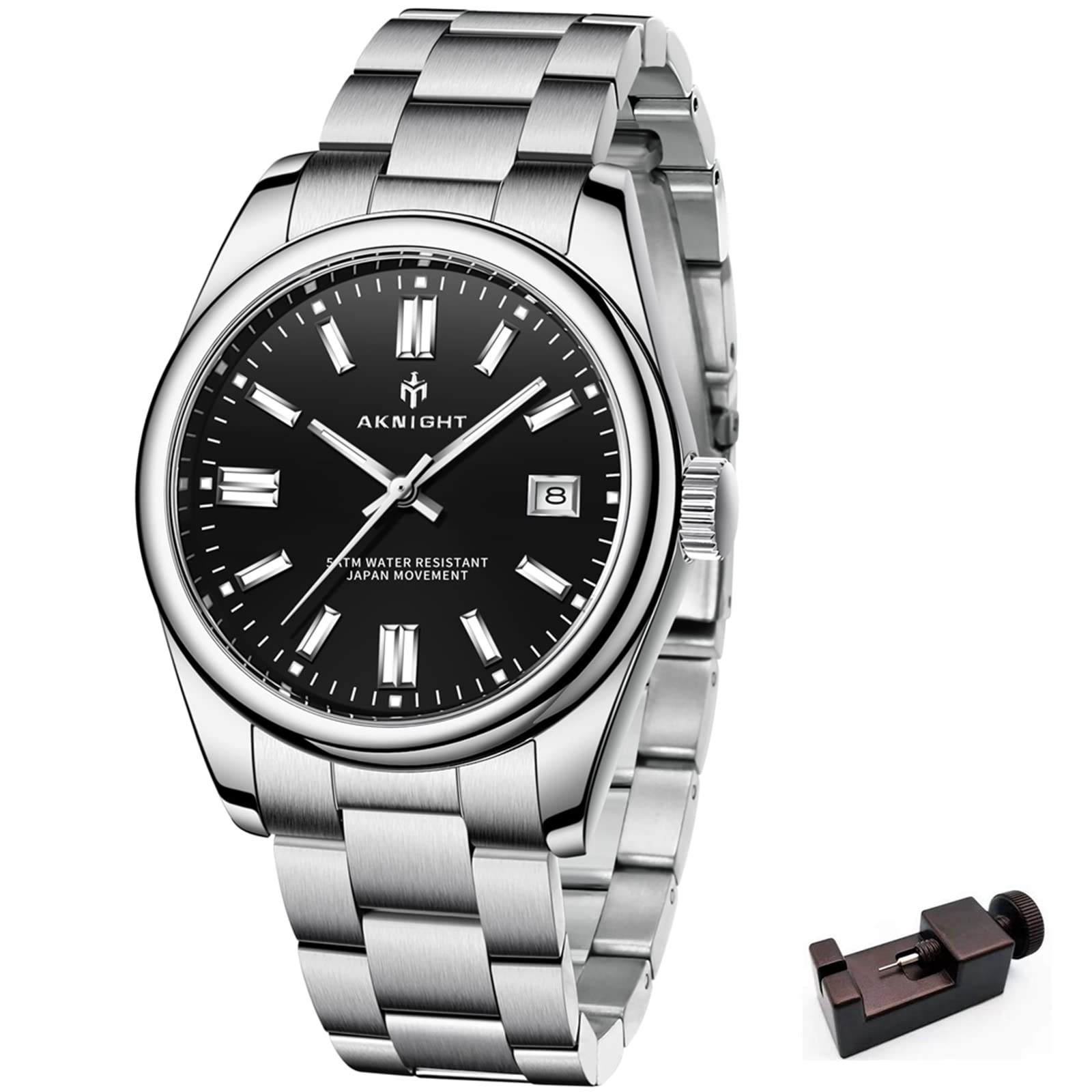 Waterproof Stainless Steel Men's Watch - Analog Chronograph Dress Watch with Luminous Hands | Elegant Fashion Timepiece for Business, Formal Events & Gifts