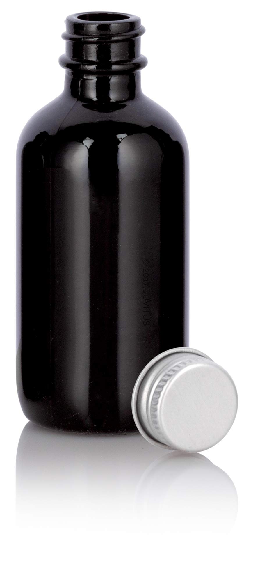 Premium 2 oz Black Glass Boston Round Bottles with Silver Metal Screw Caps & Funnel - 6 Pack Set for Essential Oils, Perfumes, DIY Beauty Products - Perfect for Home, Salon & Travel Use
