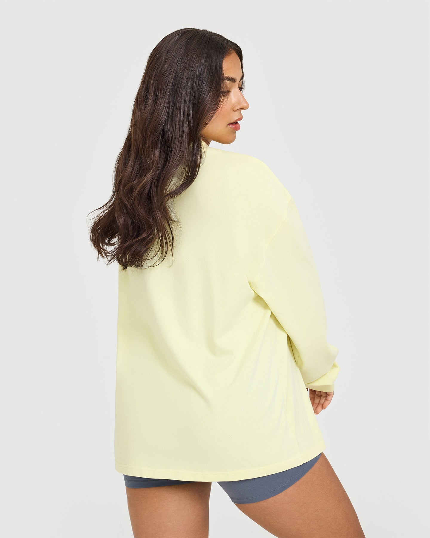 Oner Graphic Washed Long Sleeve T-Shirt | Pastel Yellow Women's Casual Top for Streetwear & Everyday Outfits