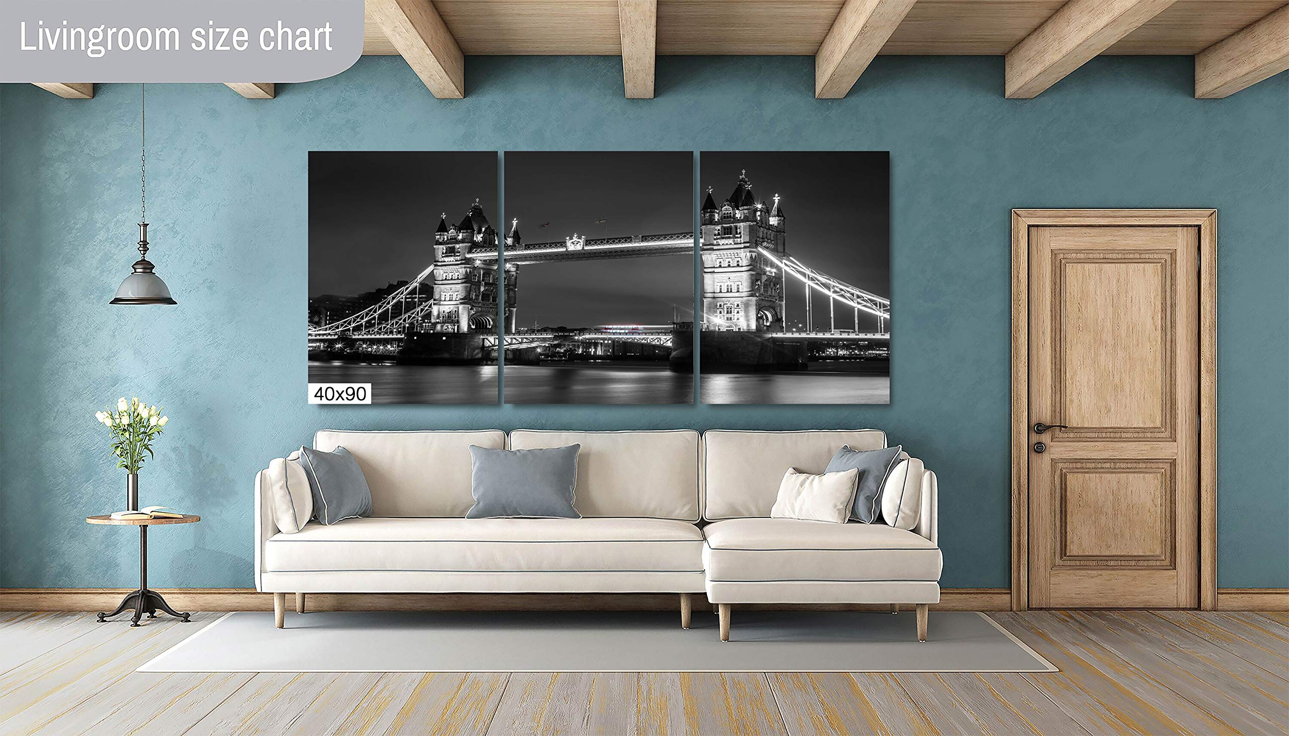 Black and White Tower Bridge London England Photography - Canvas Metal Wall Art Print for Living Room & Bedroom Decor | UK Landmark Cityscape Home Office Wall Decor