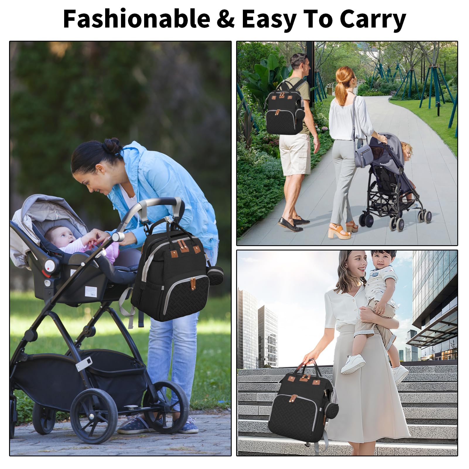 **Premium Baby Diaper Backpack with Changing Station – Multifunctional Travel Diaper Bag for Moms & Dads, USB Charging Port, Waterproof Design – Ideal Baby Shower Gift for Boys & Girls (Black) – Perfect for Travel, Outings & Daily Parenting**