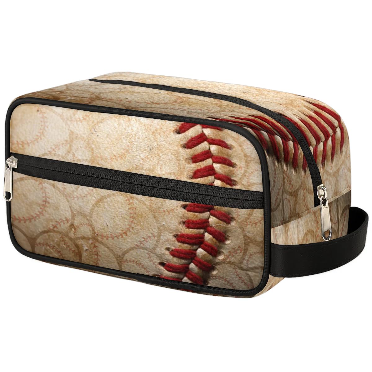 Vintage Baseball Toiletry Bag for Men - Waterproof Hanging Travel Cosmetic Organizer for Shaving & Toiletries Accessories | Perfect for Sports Travel, Gym, Camping & Outdoor Adventures