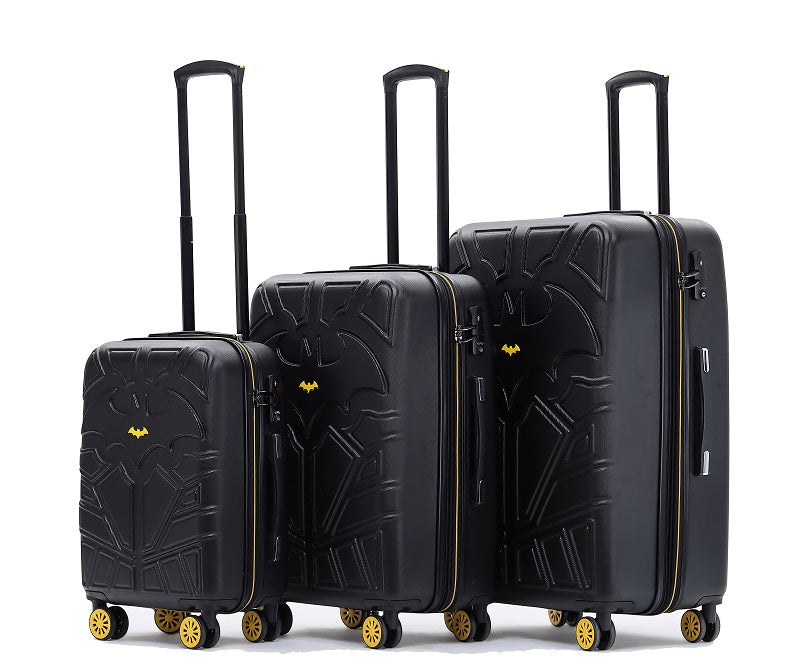 Batman 3-Piece Luggage Set - 19in, 24in, 28in Black Carry-On Suitcases for Travel, Business & Cosplay | Spinner Wheels & TSA Lock